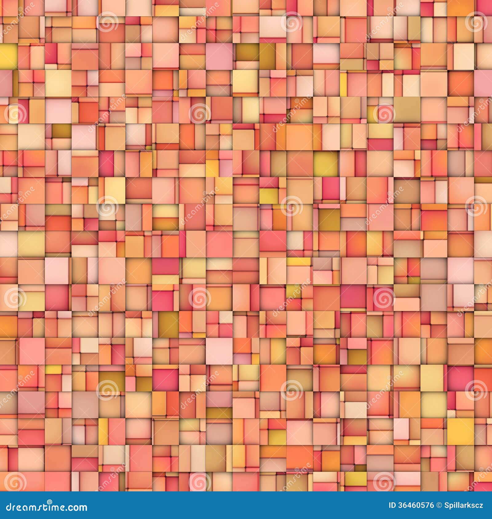 Abstract tiled mosaic backdrop in orange pink