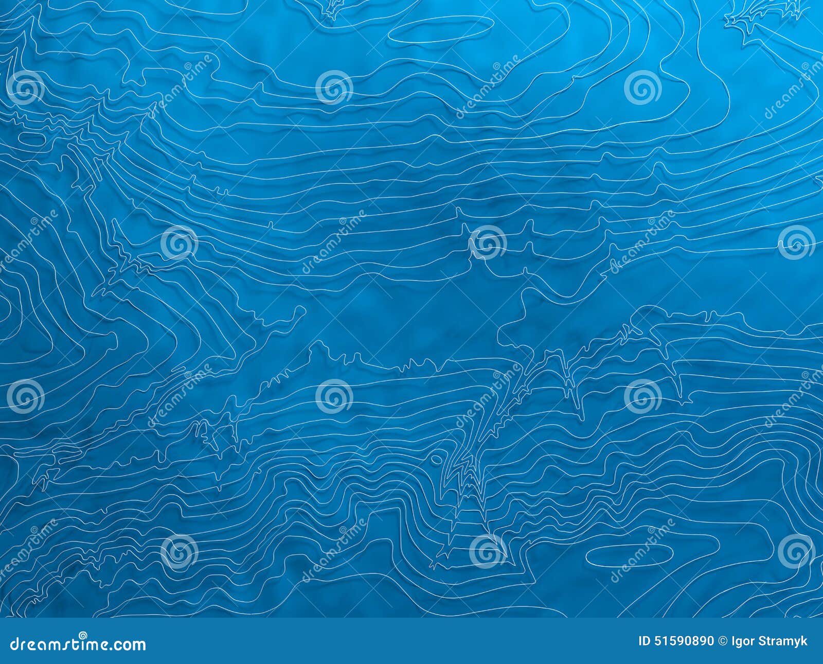 Abstract Topographic Map in Blue Colors Stock Illustration