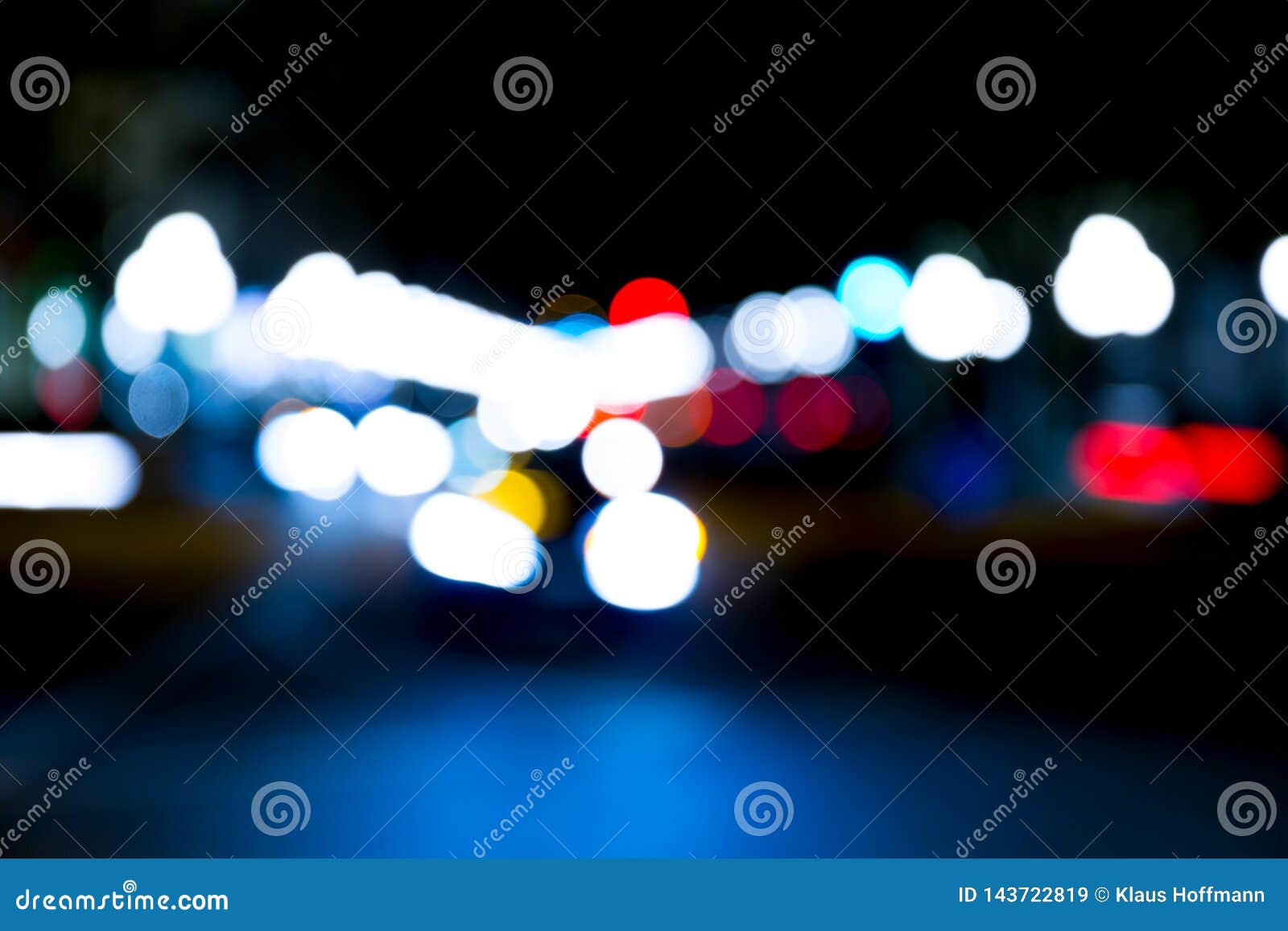 Abstract Traffic Lights on Urban Street at Night Stock Image - Image of ...