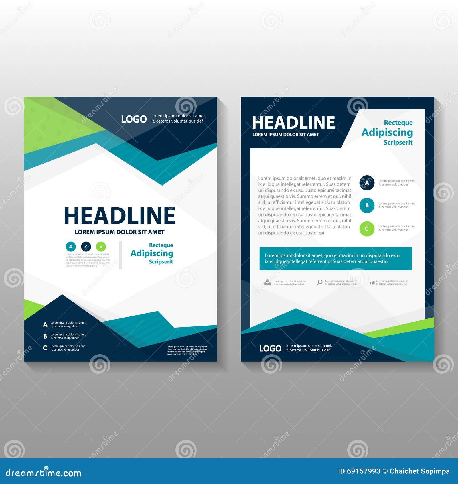 Abstract Triangle Blue Green Purple Polygon Annual Report 
