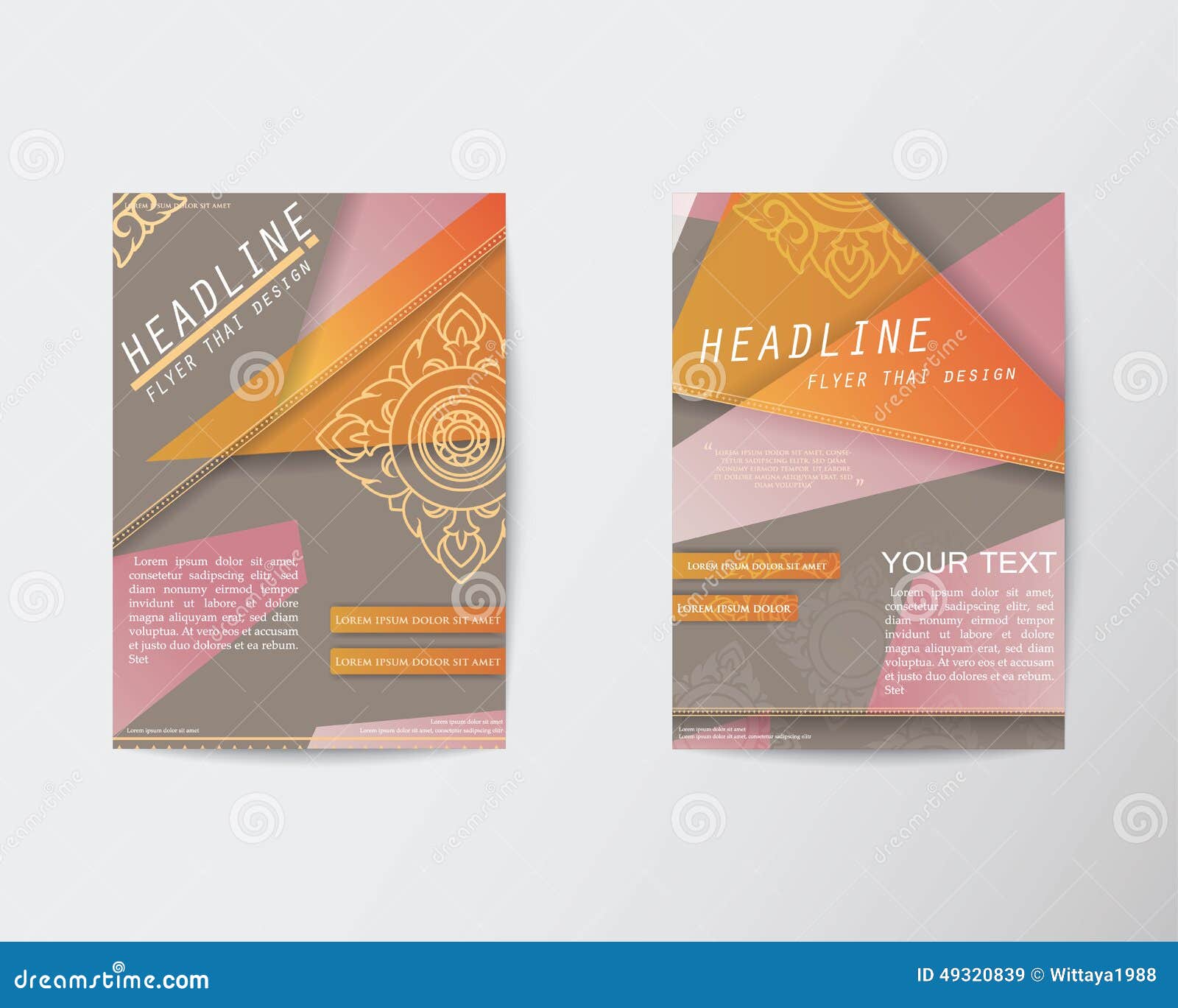 Abstract Triangle Design Thai Style Brochure Flyer in A4 Size Stock