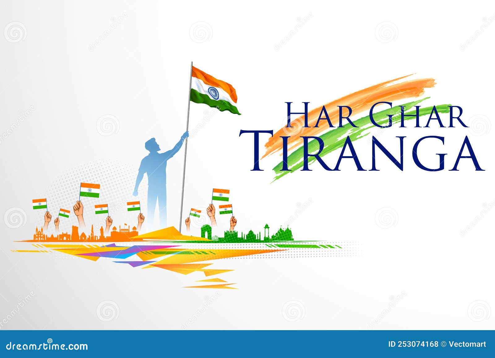 Abstract Tricolor Banner with Indian Flag for 15th August Happy  Independence Day of India Har Ghar Tiranga Stock Vector - Illustration of  hinduism, festival: 253074168