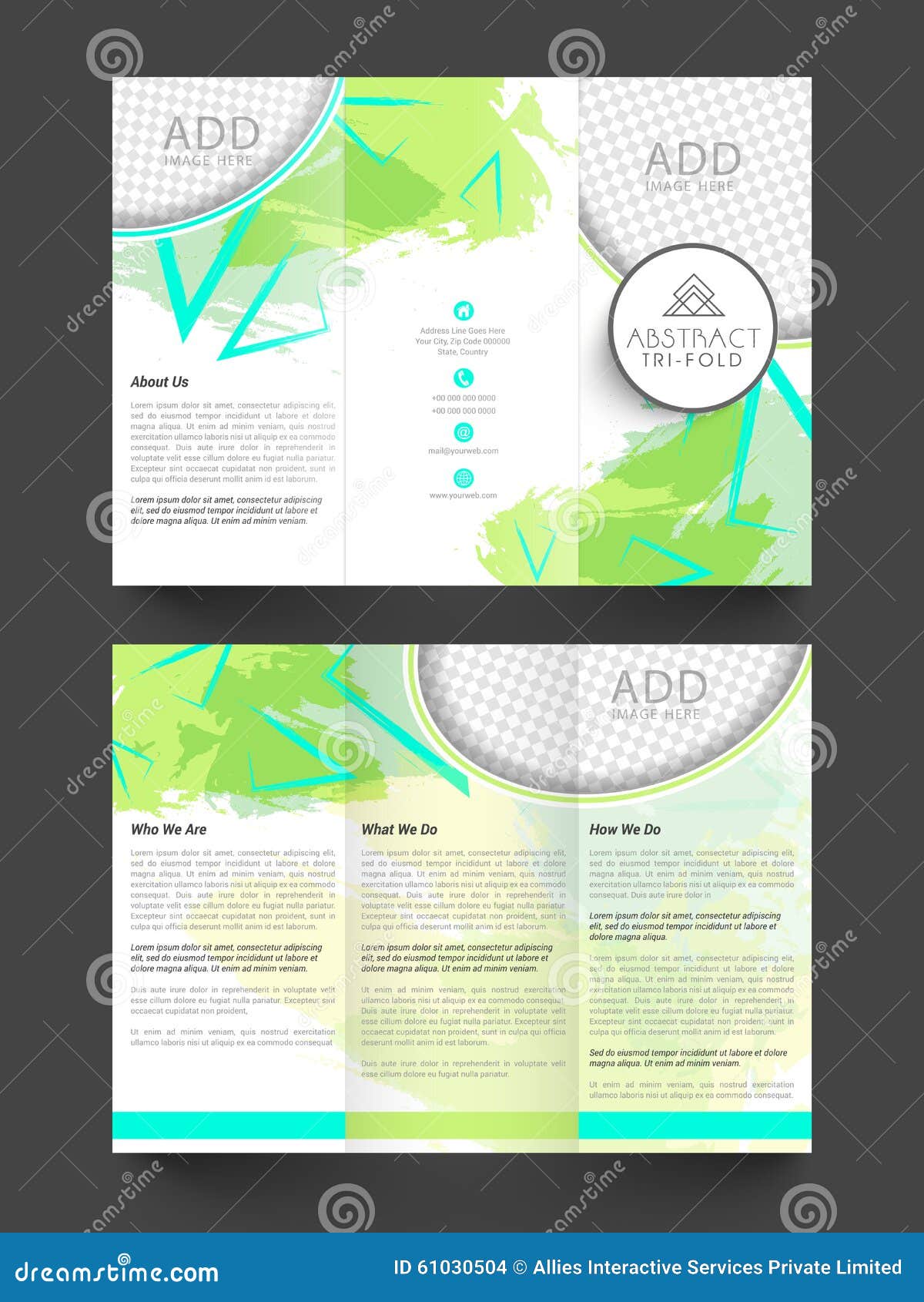 Abstract Trifold Brochure, Template or Flyer. Stock Illustration Intended For Double Sided Tri Fold Brochure Template