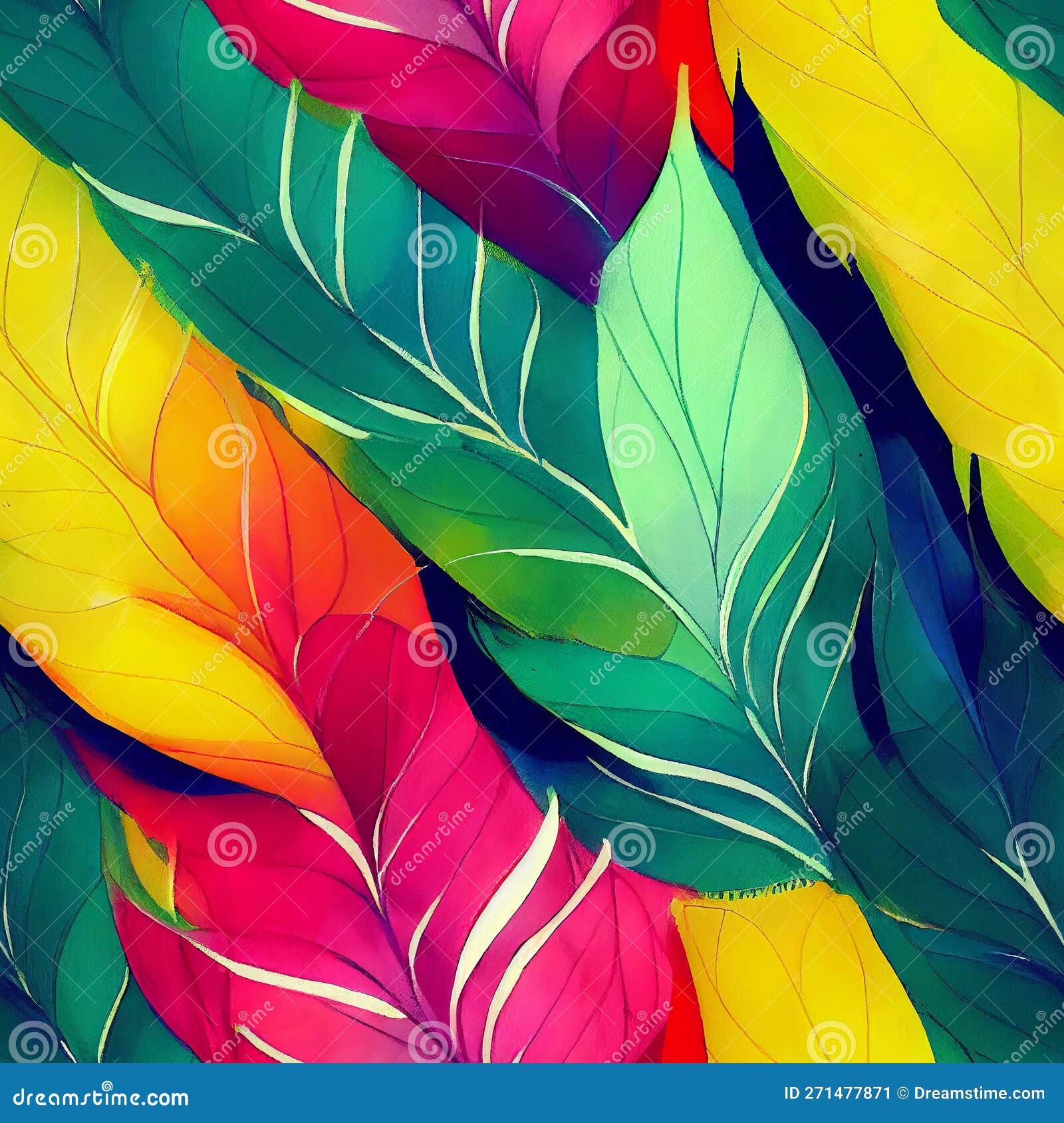 Abstract Tropical Leaf Seamless Background. Generative Ai Stock