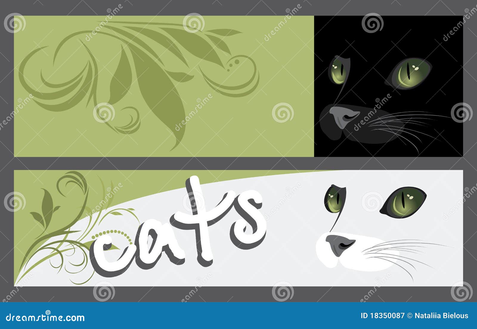 abstract two banners with muzzle of cats