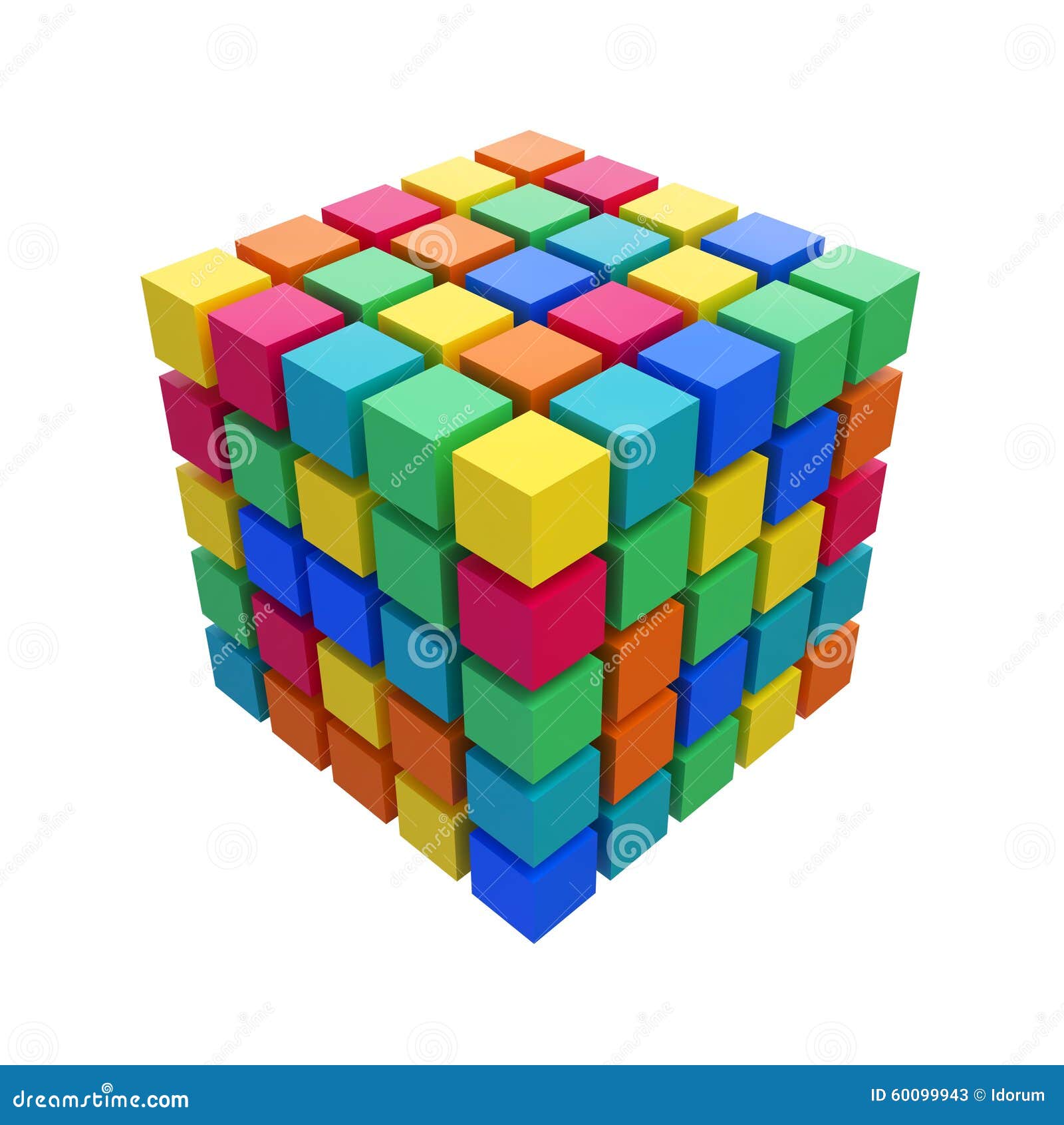 abstract varicolored 3d rubik cube  on white