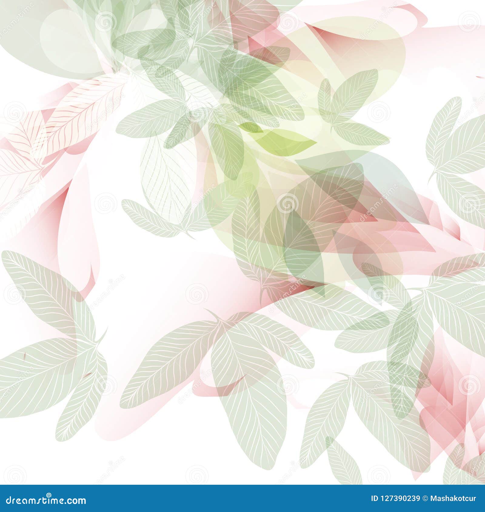 Abstract Vector Background with Pink and Green Leaf Stock Vector