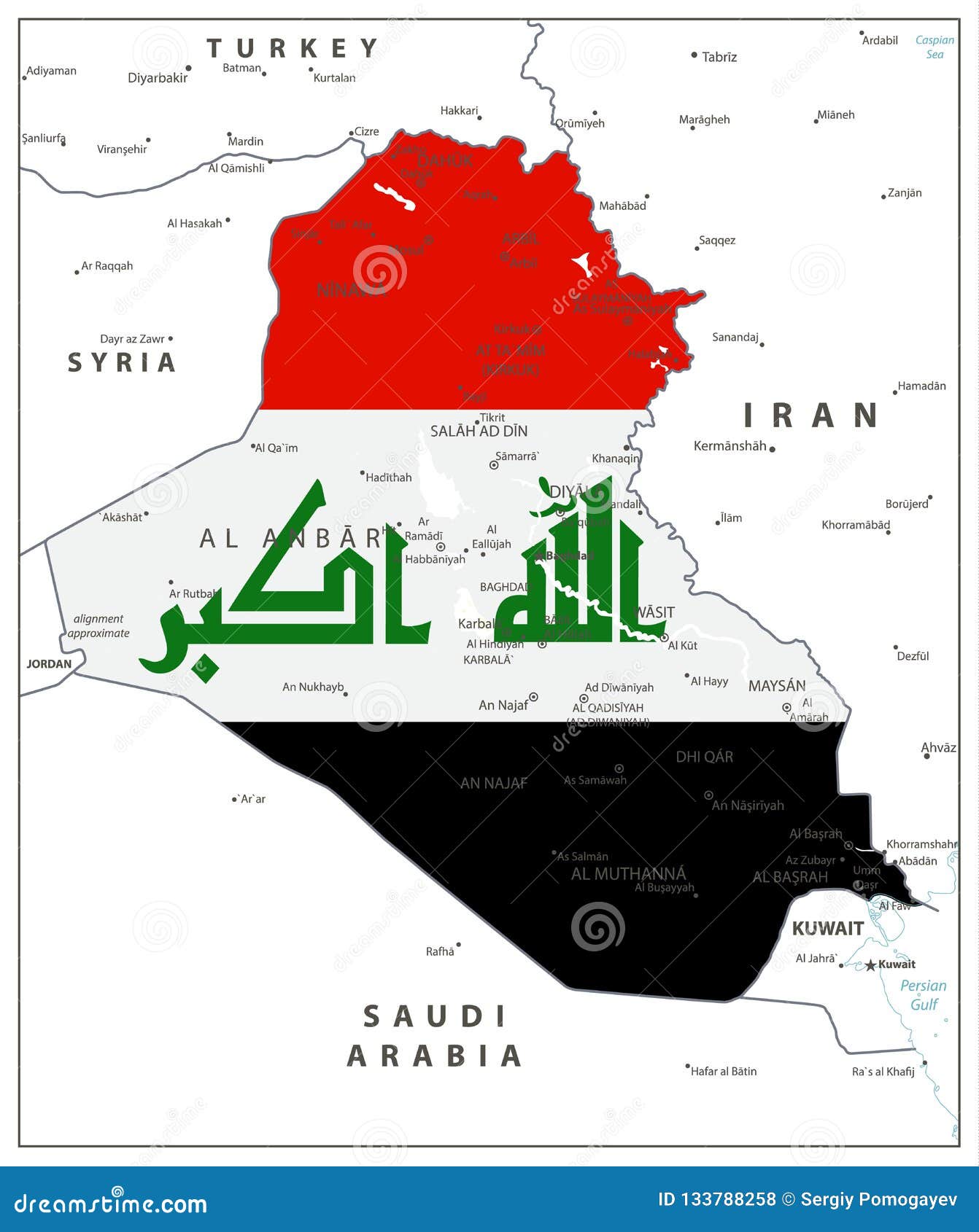 Download Abstract Vector Color Map Of Iraq Country Colored By National Fl Stock Vector - Illustration of ...