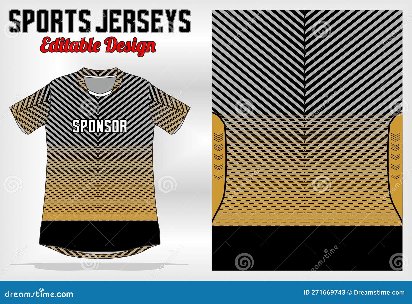 Basketball Jersey Pattern Design Template. Black Gold Abstract