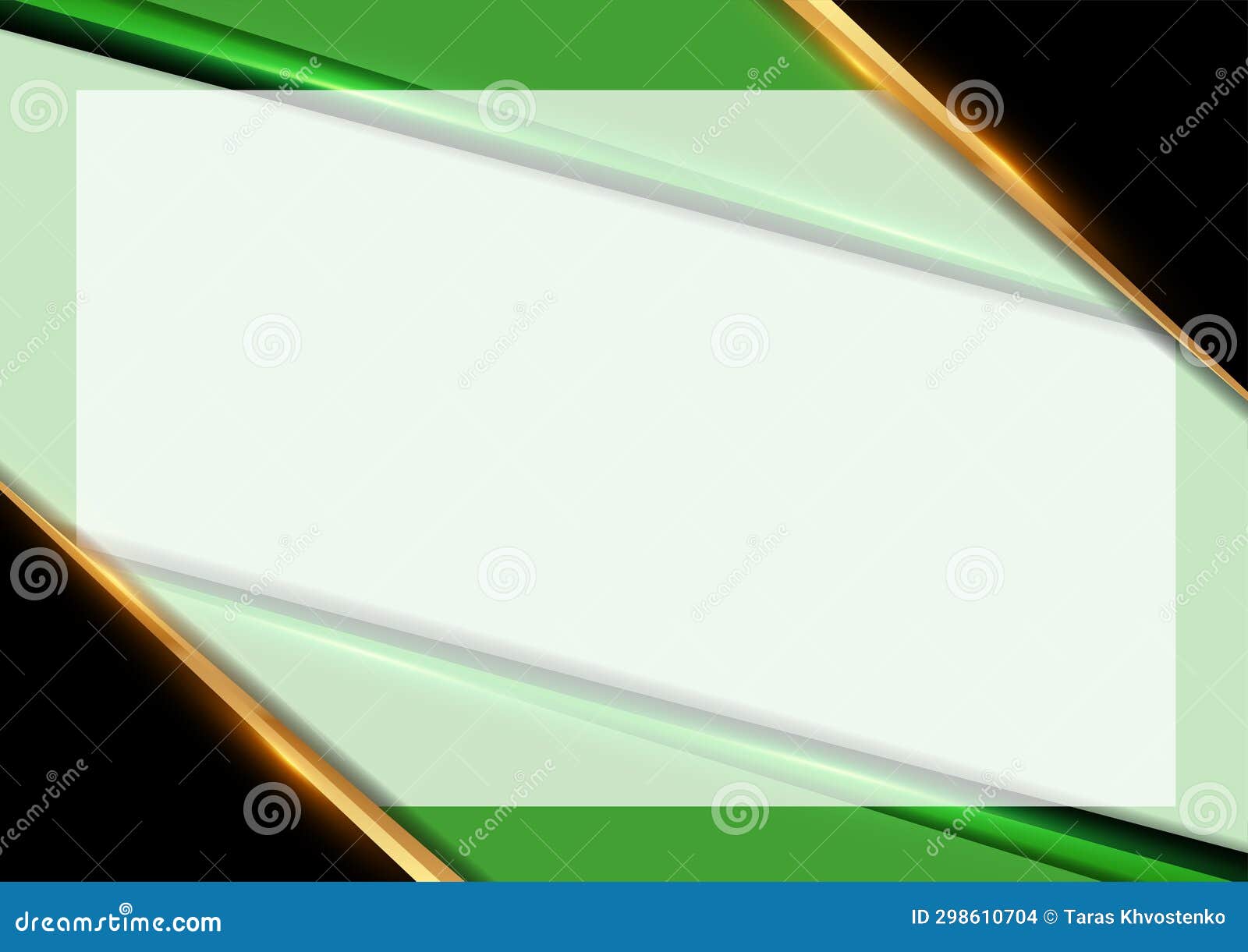 Abstract Vector Green, Gold and Black Background Frame Stock