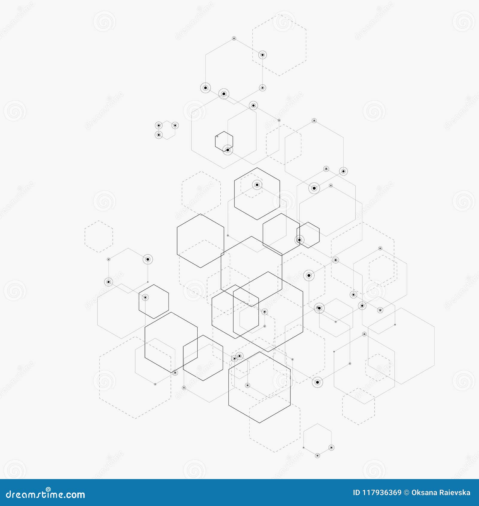 abstract   with hexagons, lines and dots on white background. hexagon infographic. digital technology