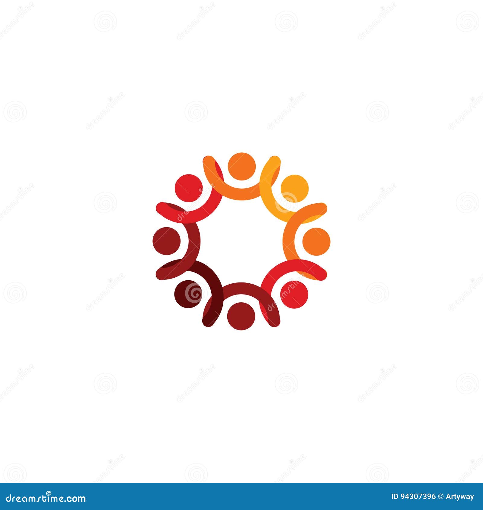 abstract  logo depicting the stylized people, who hold hands and are united in a union, human help and cohesion.