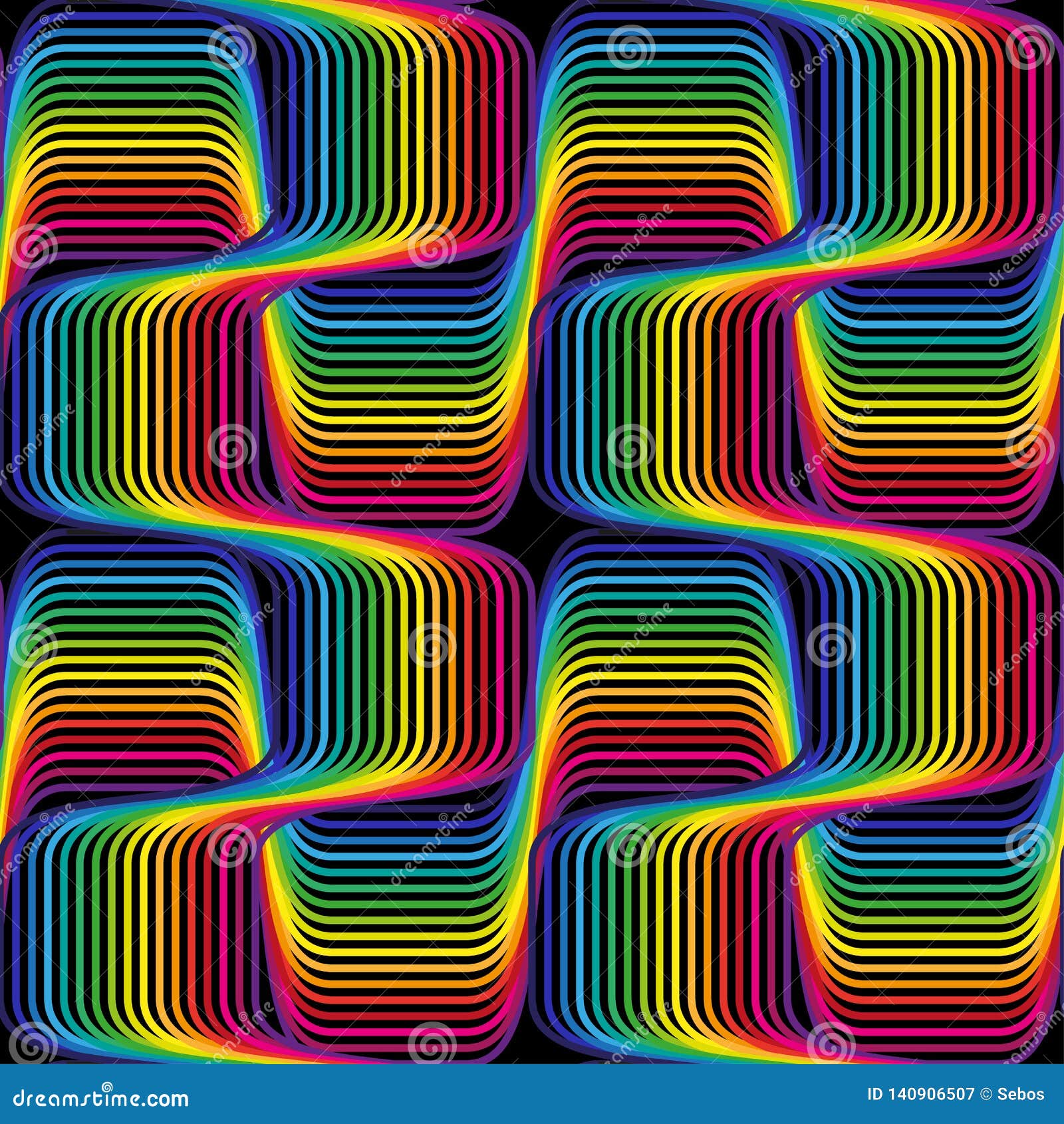 Abstract Vector Seamless Op Art Pattern. Colorful Disco Ornament Stock ...