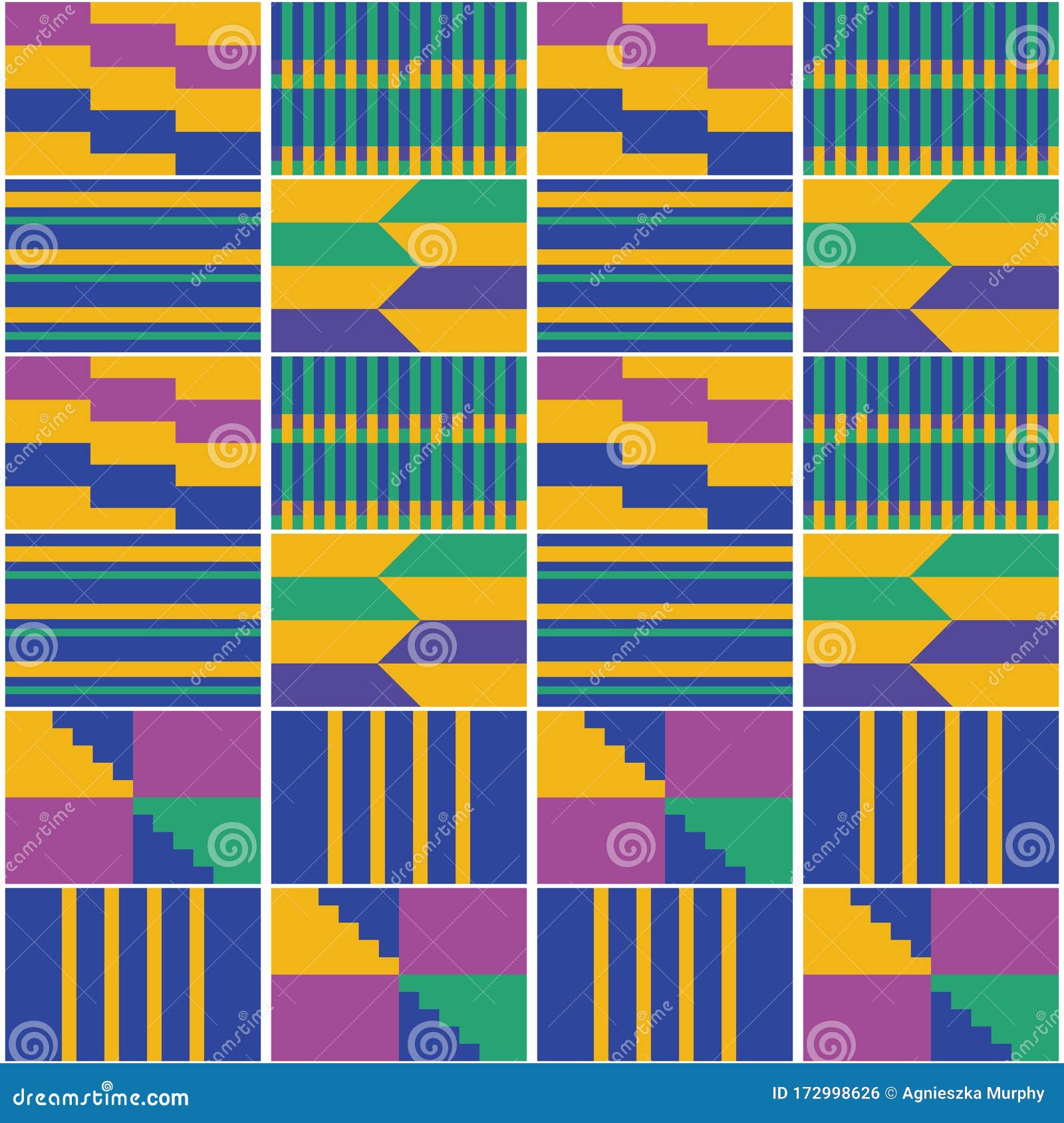 African Geometric Kente Cloth Style Vector Seamless Textile
