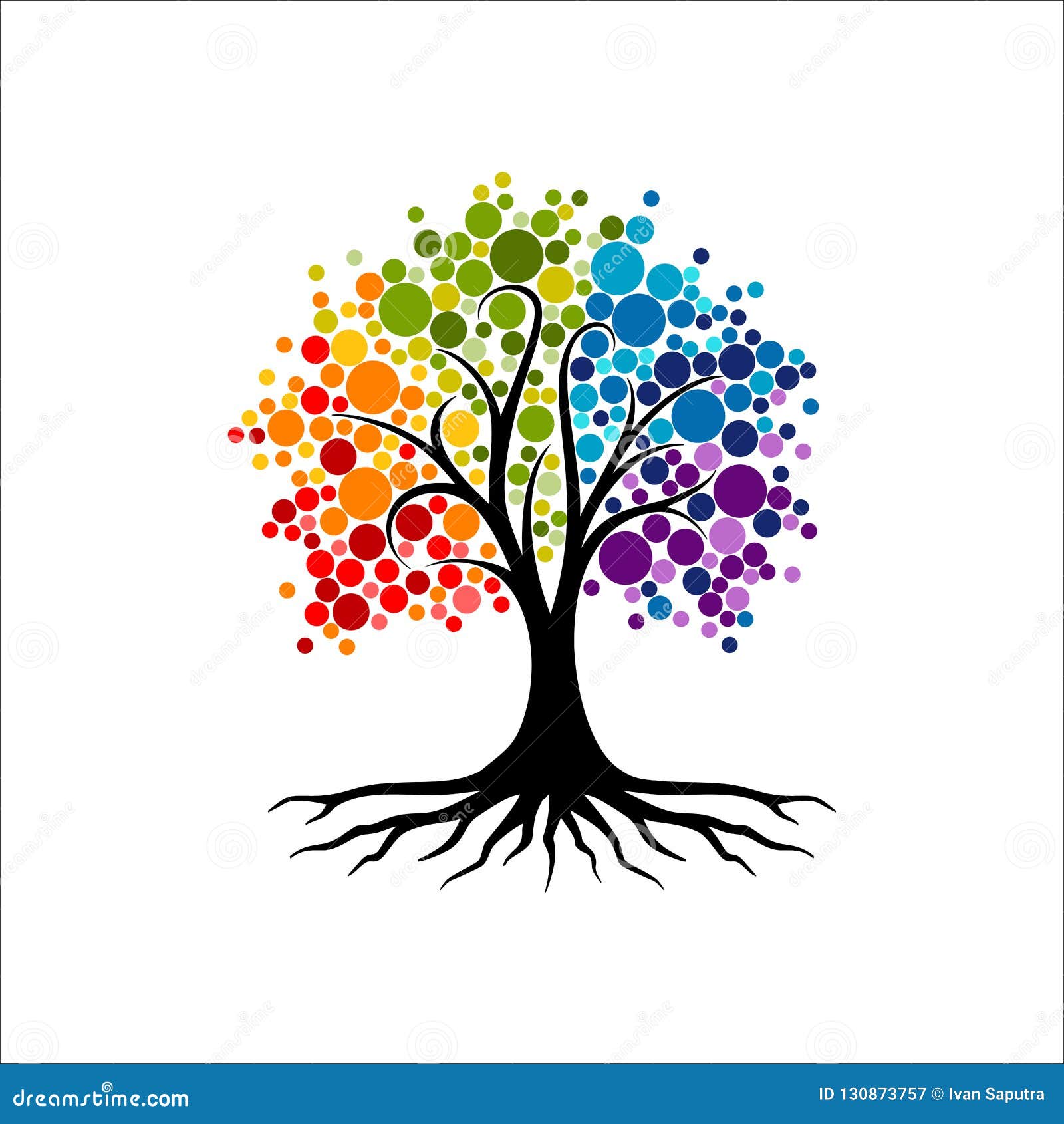abstract vibrant tree logo , root  - tree of life logo  inspiration