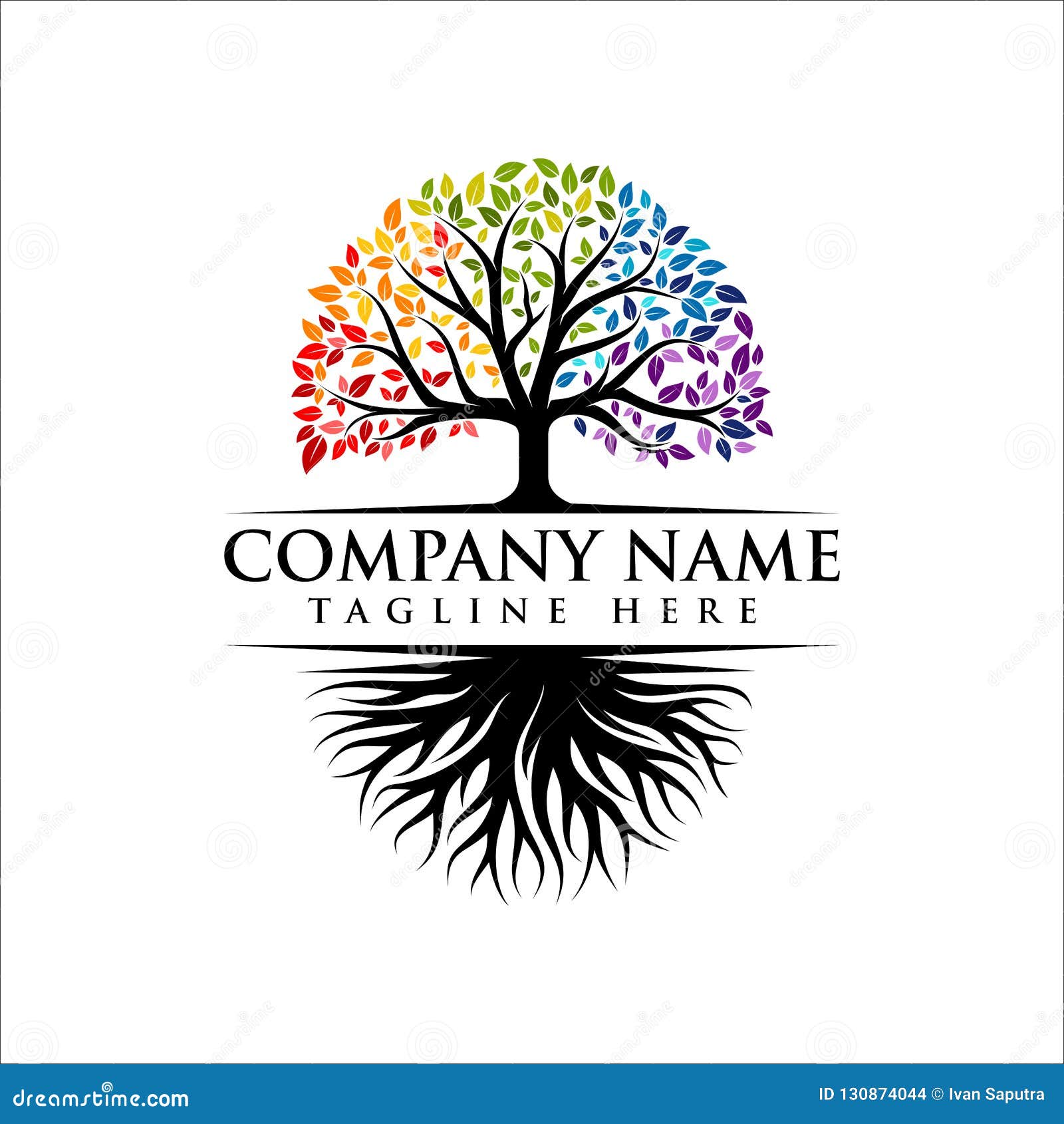 abstract vibrant tree logo , root  - tree of life logo  inspiration