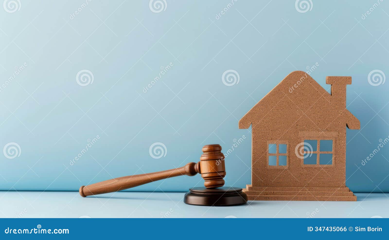 abstract view of a house model with a gavel