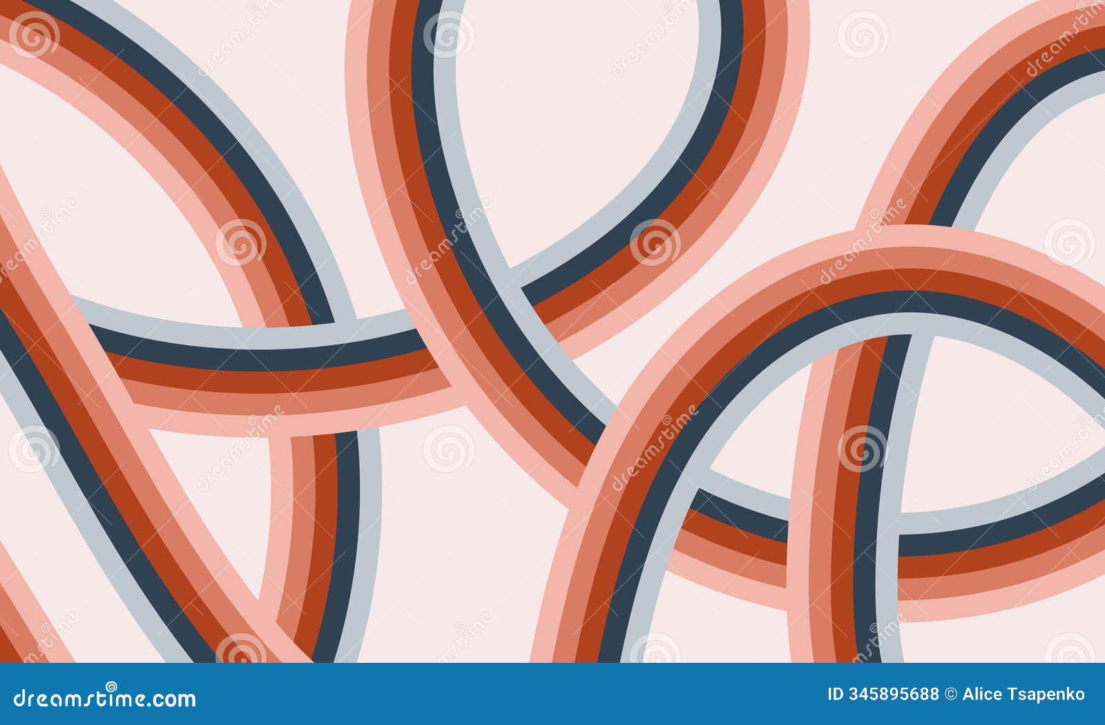 abstract vintage background  with colorful wavy lines in 60s-70s style. cool groovy backdrop. trendy cartoon banner template