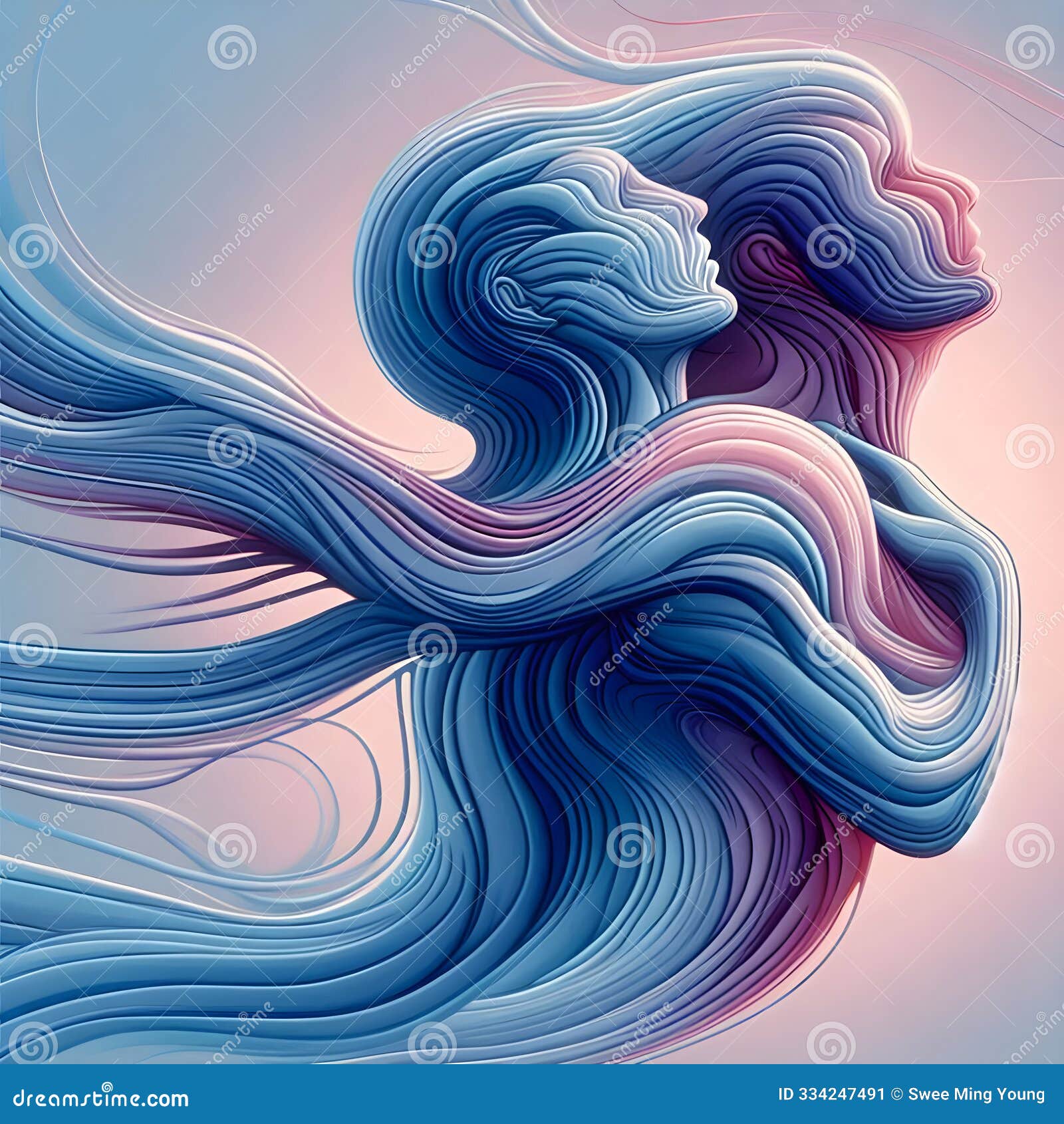 abstract visual illusion featuring two people entwined together