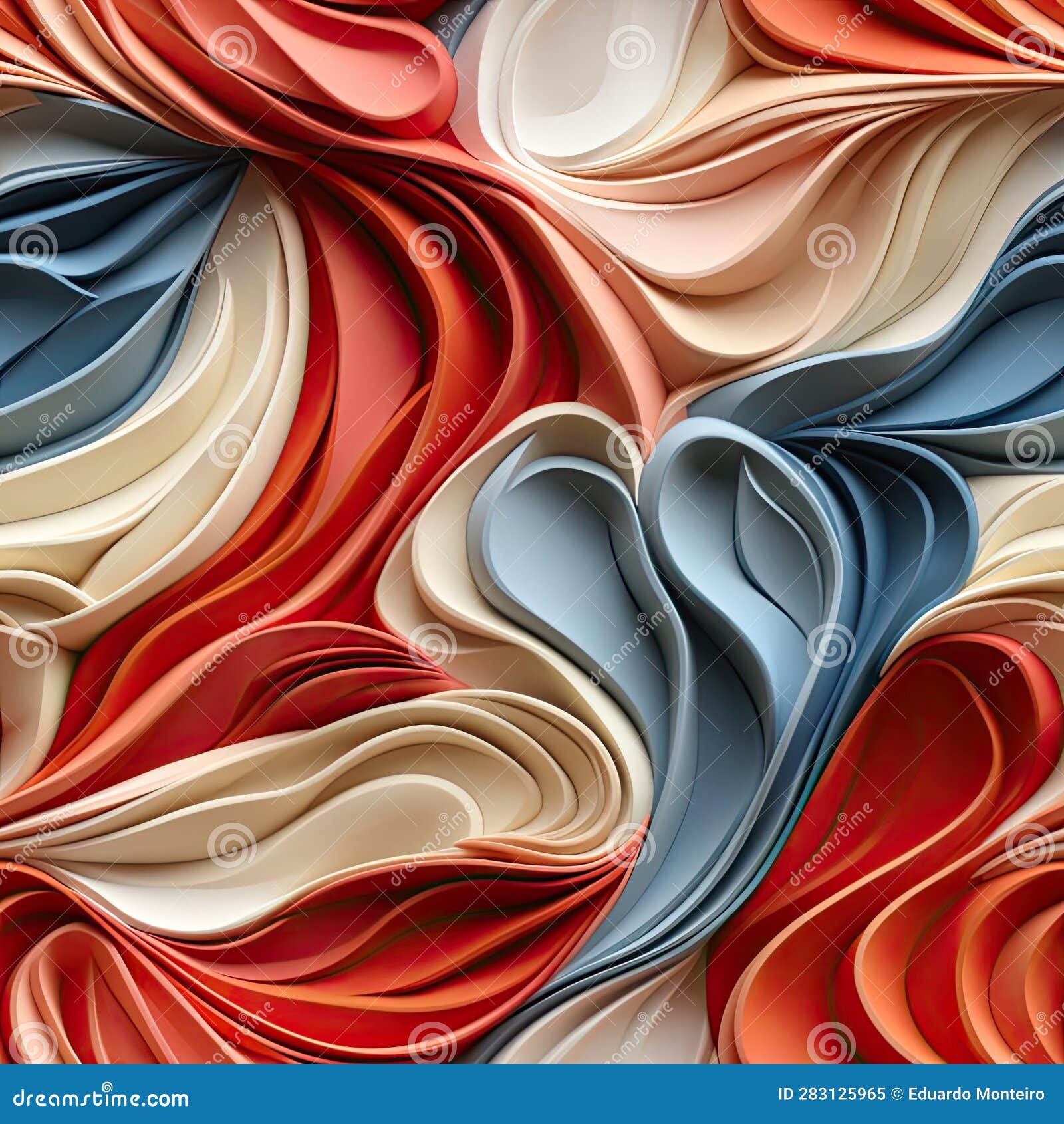 Abstract Wallpaper with Red, White, and Blue Colors and Delicate Forms