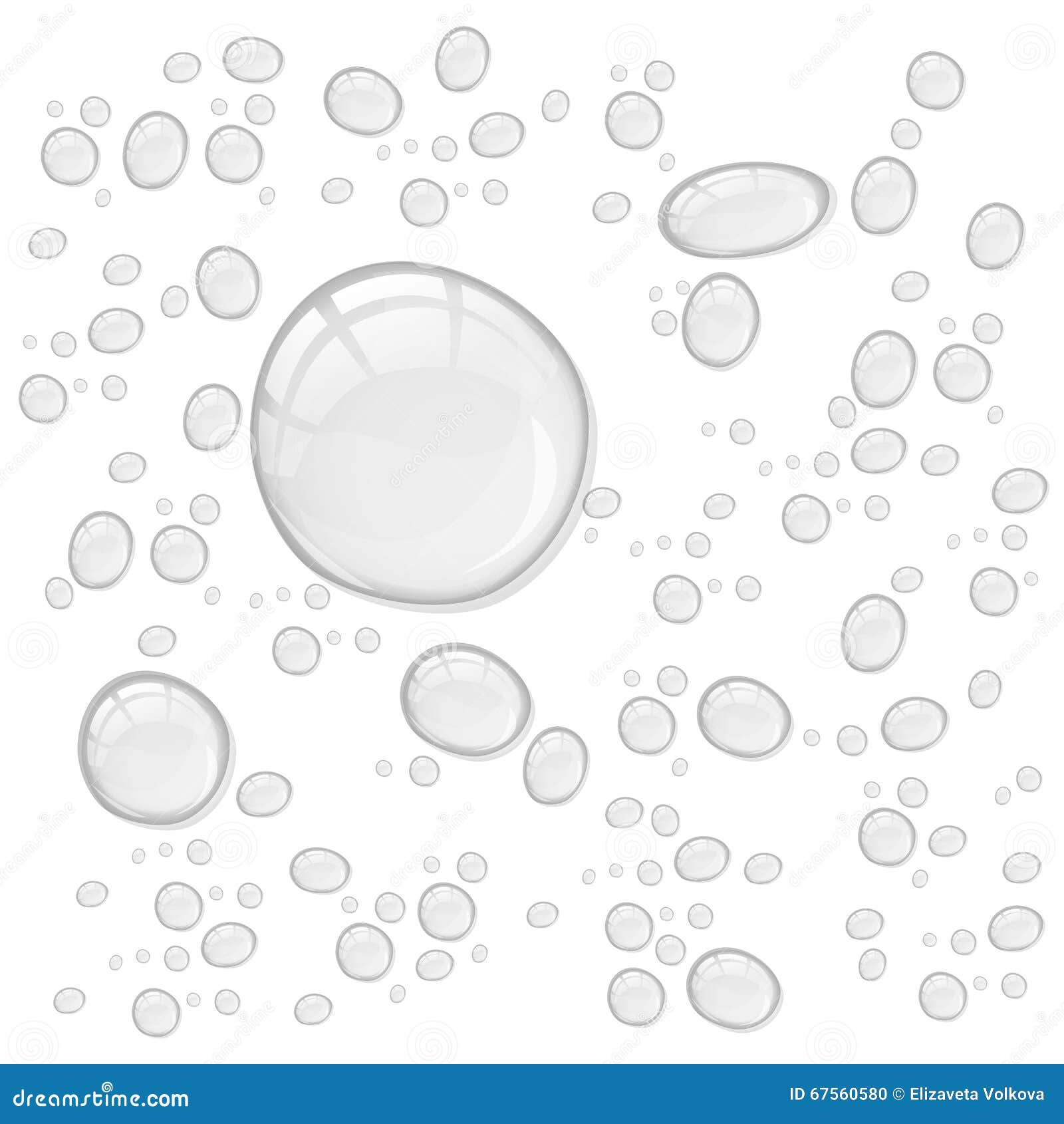 Abstract Water Drops, On White Stock Vector - Illustration of clear