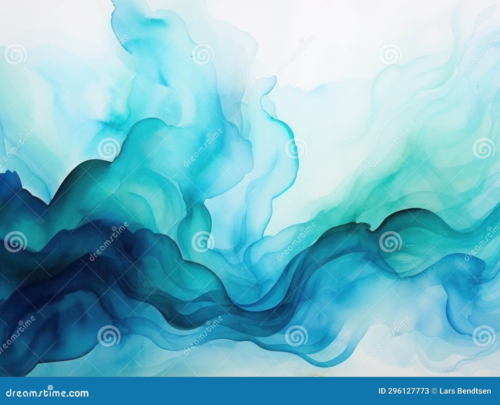 abstract water ink wave: turquoise and teal dance - ai generated