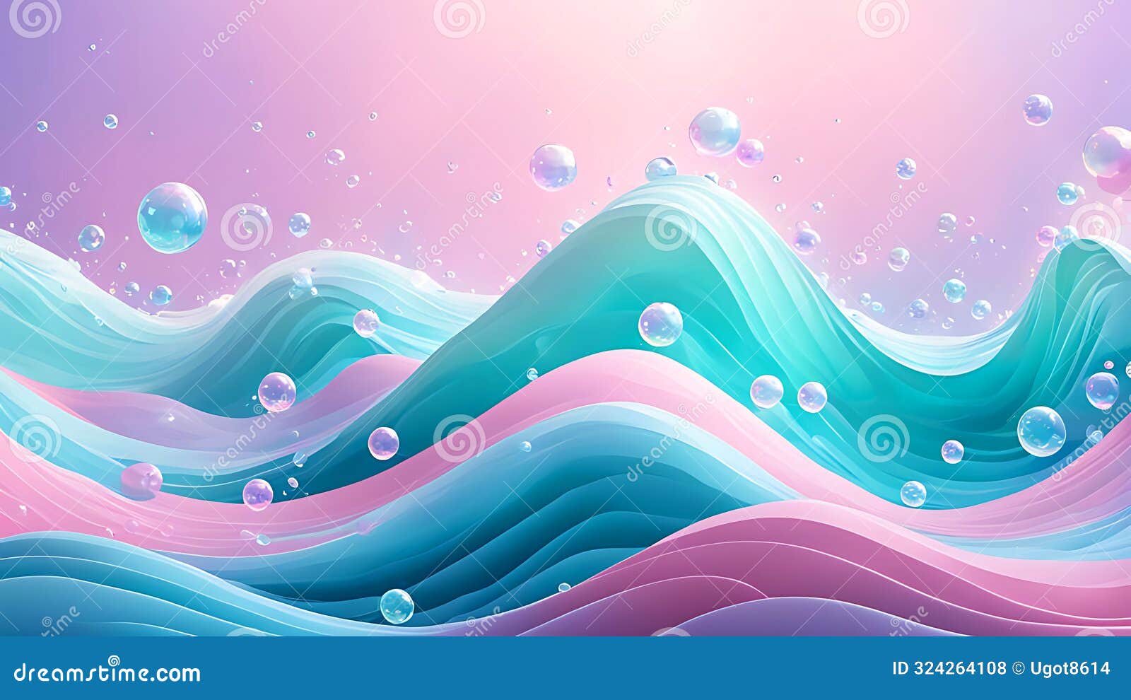 an abstract water wave background with bubbles in colors