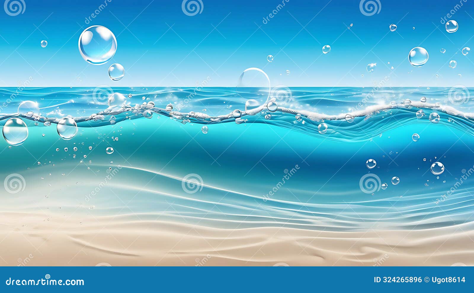 an abstract water wave background with bubbles in colors