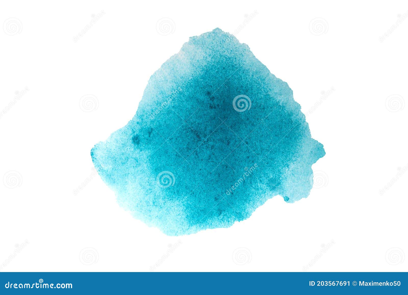 Abstract Watercolor Blue Spots, Stains on White Background Stock