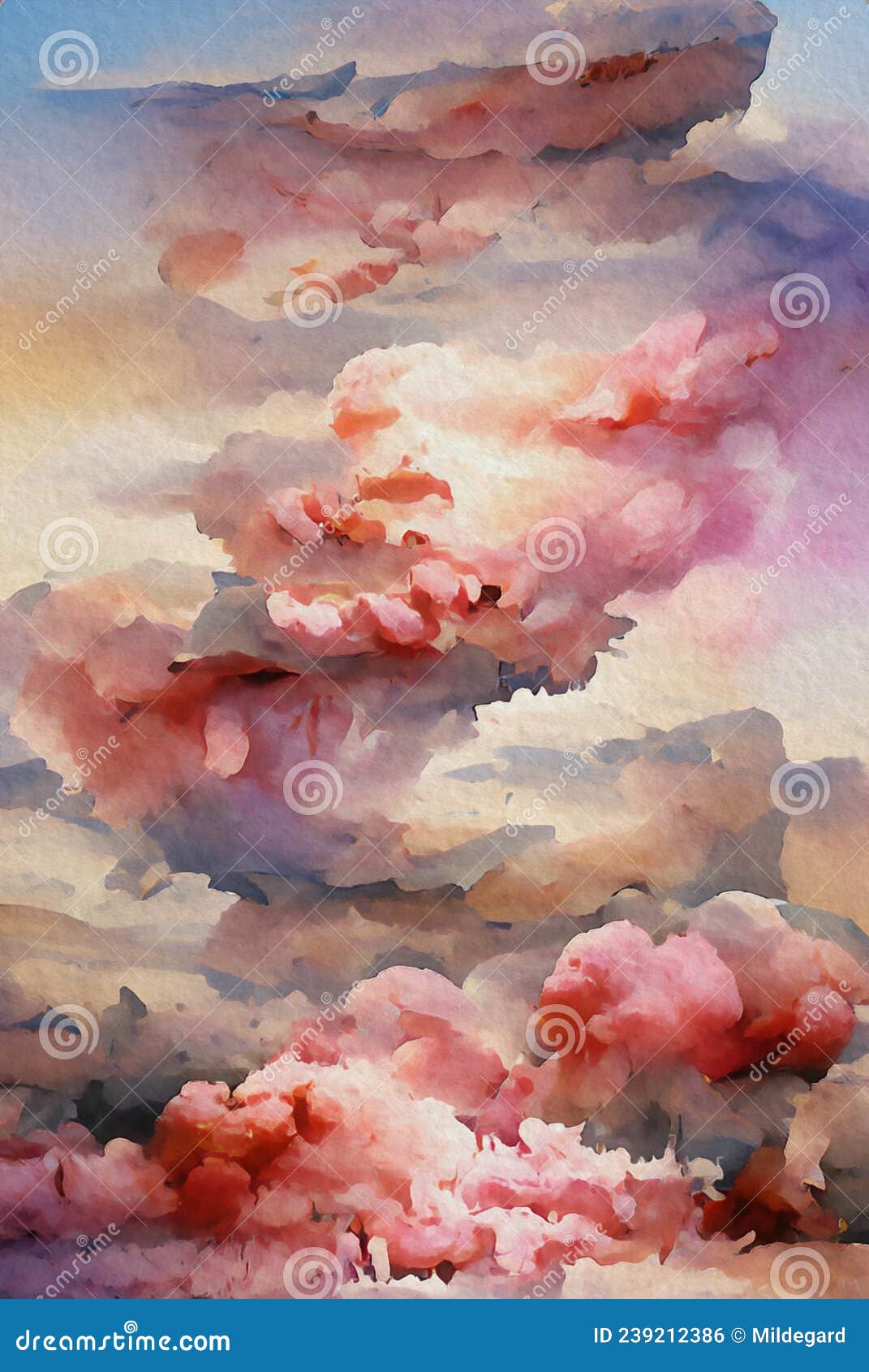 Pink Clouds - Abstract Watercolor Art Stock Illustration