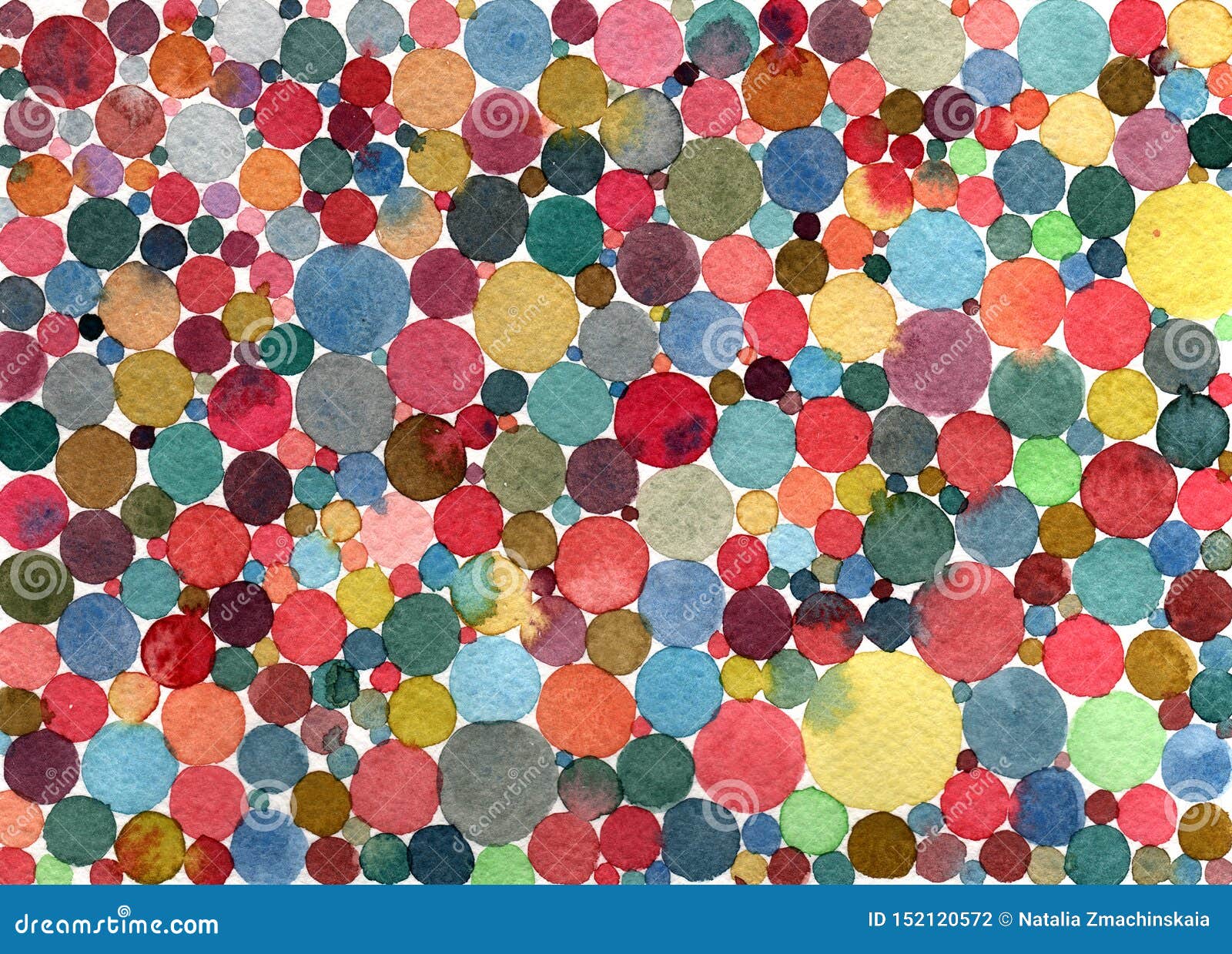 abstract watercolor polka dots/circles multicolored pattern