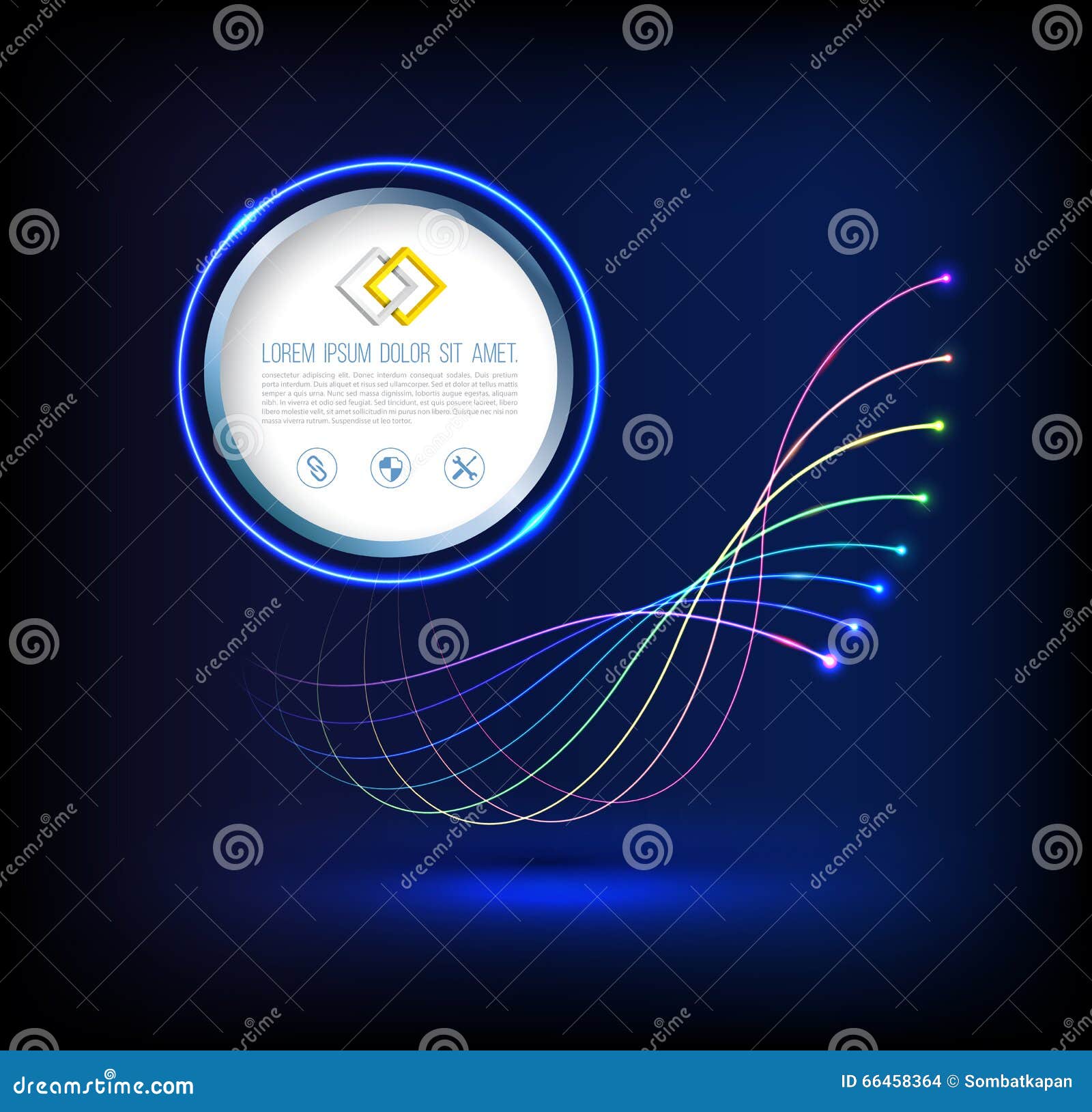 Abstract Wave of Fiber Optic Technology Connections Stock Vector Illustration of elements