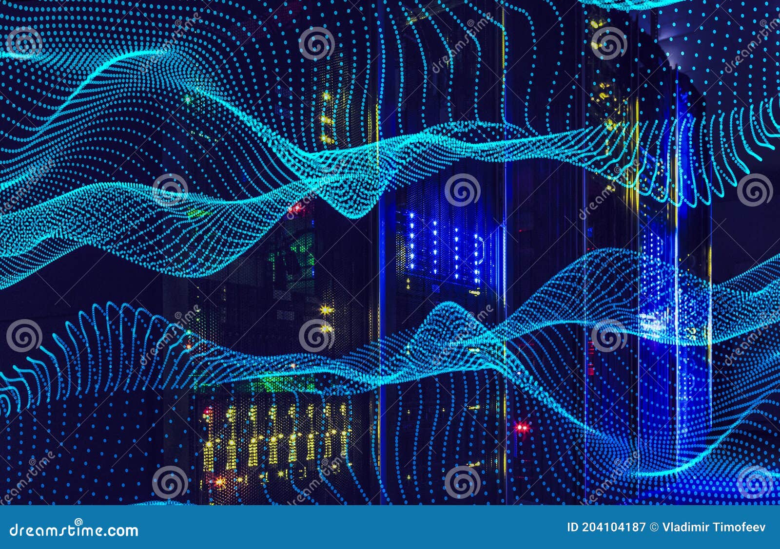 3d Rendering Abstract Waves of Data Flows in a Modern Data Center