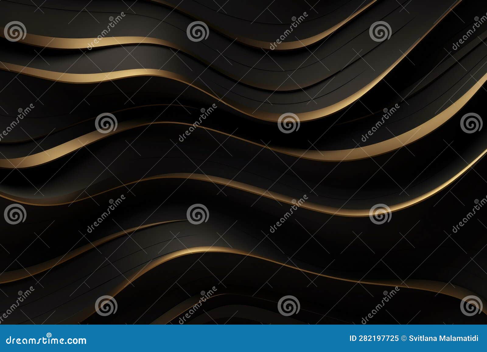 abstract wavy background with black and gold lines