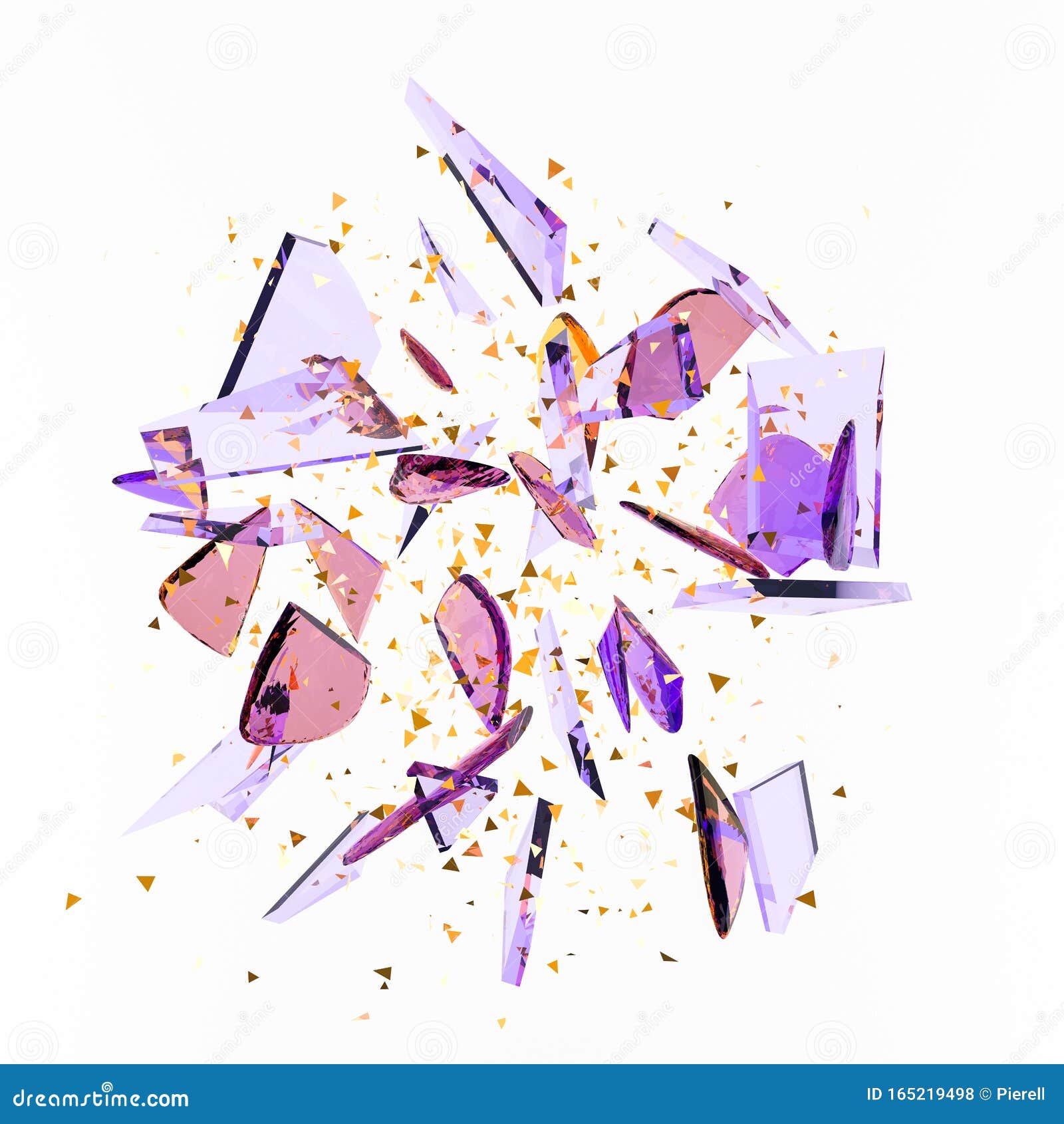 abstract white background with  glass shards and glitter. 3d , 3d ..rendering