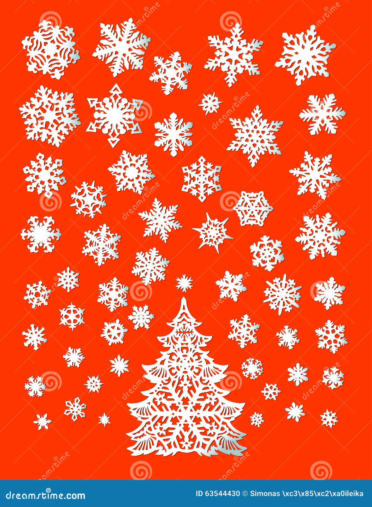 Abstract White Christmas Tree with Snowflakes Stock Illustration