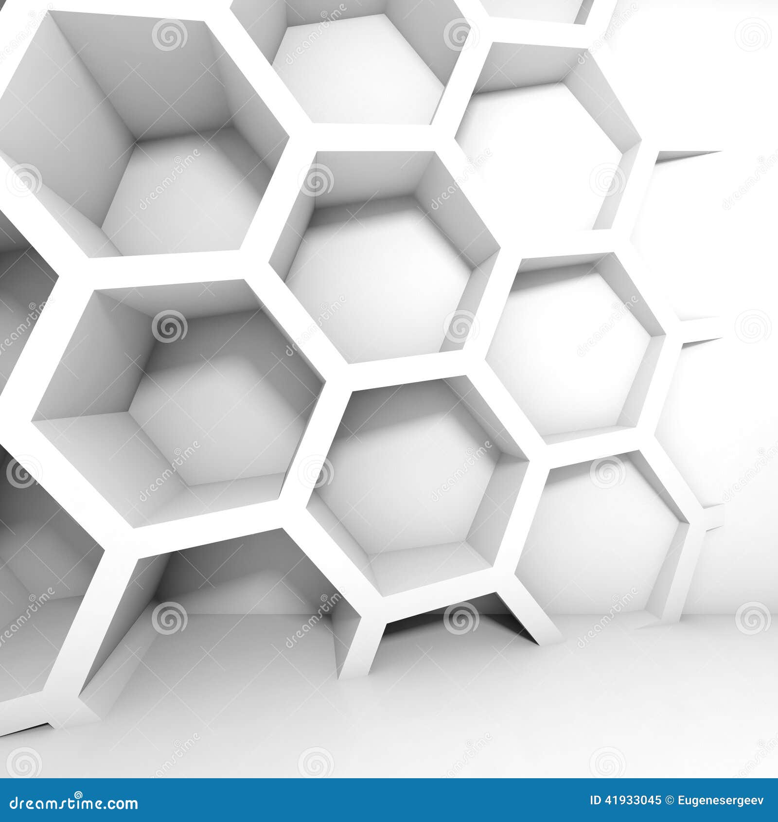 Abstract White 3d Interior With Honeycomb Stock Illustration - Image 