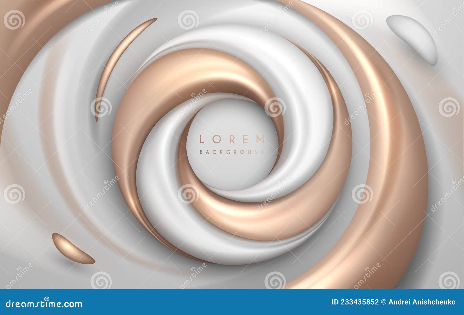 Abstract White and Gold Swirl Shapes Background Stock Vector