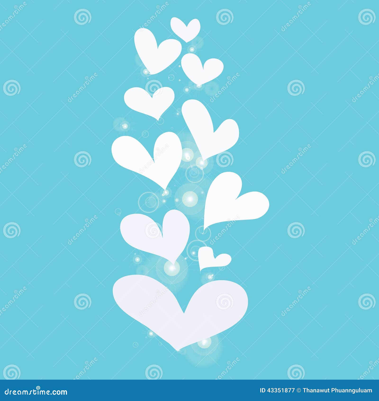 Abstract White Heart on Blue Background Stock Illustration