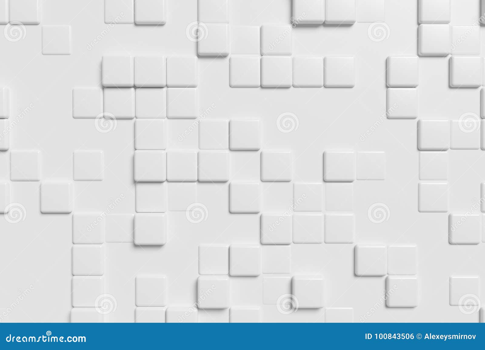Abstract White Wall with White Cubes, 3d Background Stock Illustration