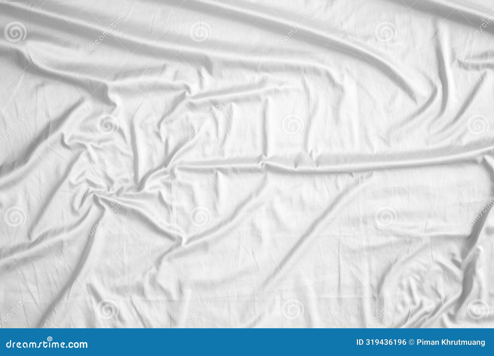 White Wrinkled Bedding Sheet Fabric Texture Background Stock Photo