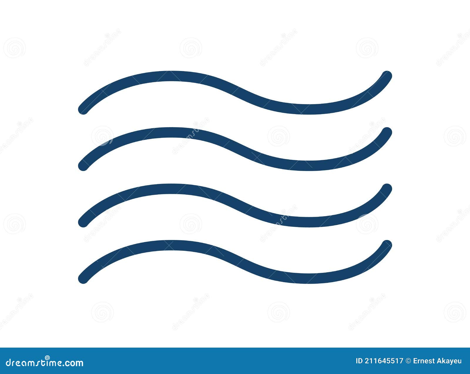abstract wiggly icon of wind, water, waves or flood in form of curved horizontal lines. simple sign of wavy stream or