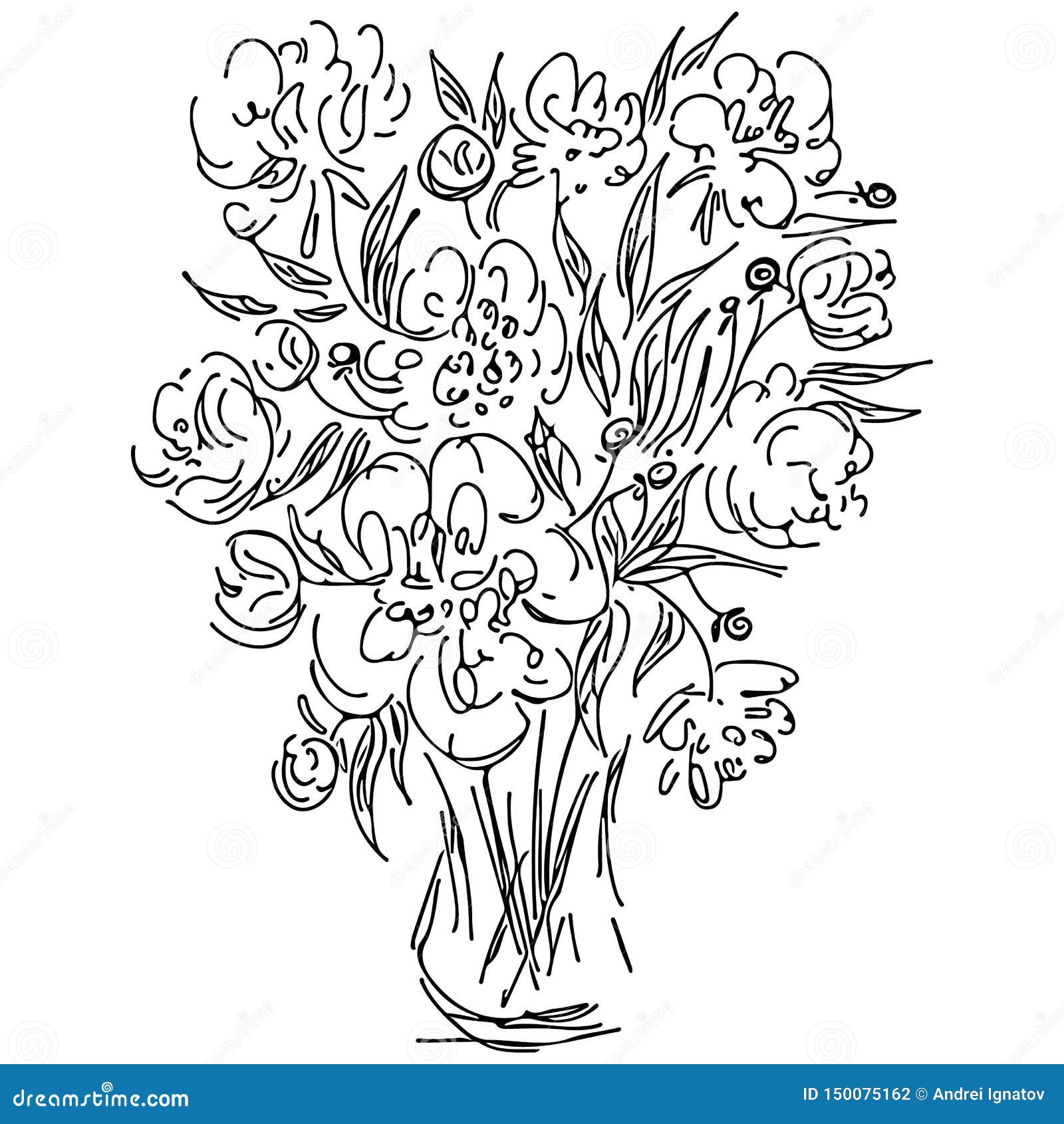 Download Abstract Wild Flowers Bouquet Isolated On White Background ...