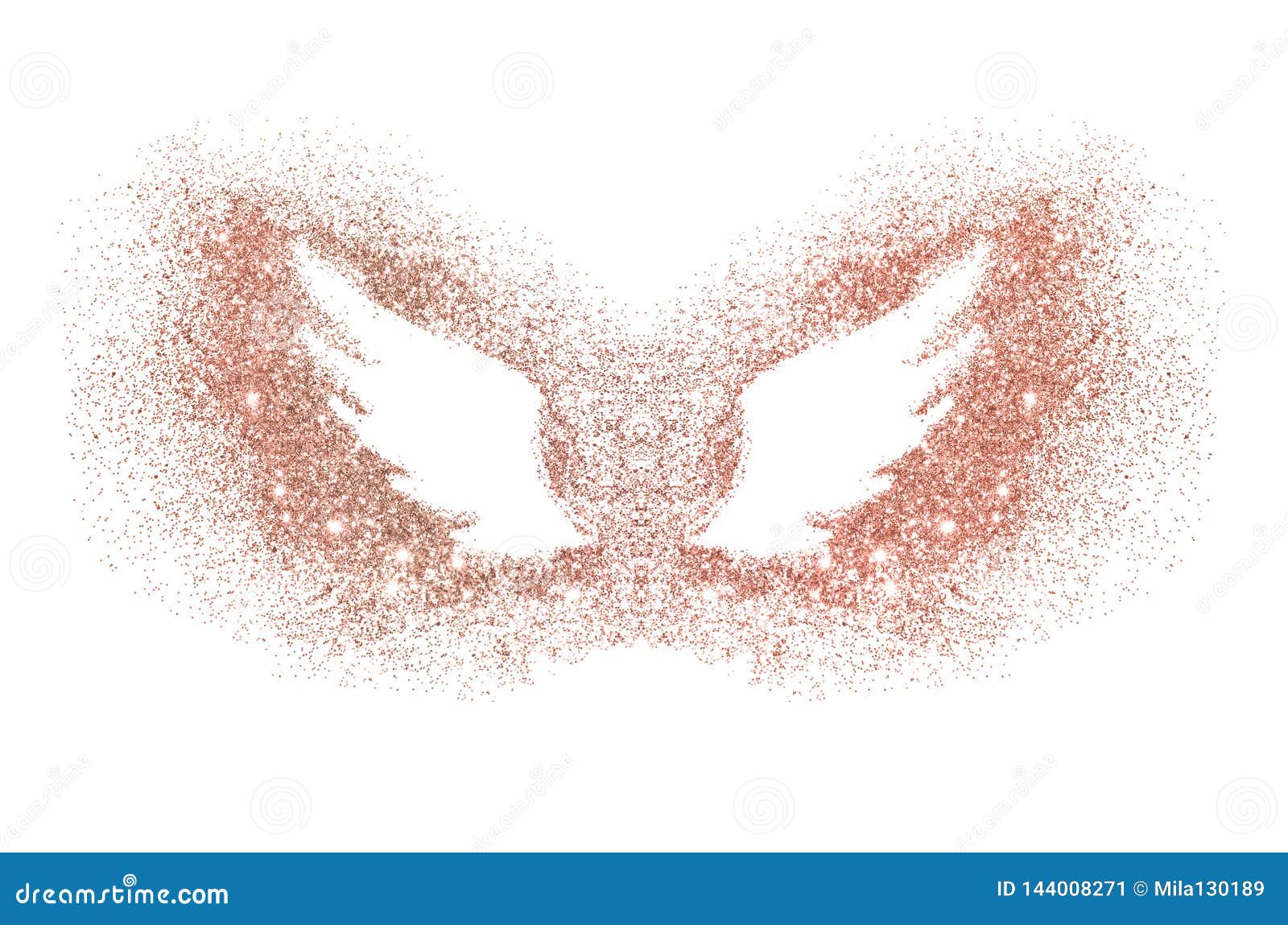 Abstract Wings Of Rose Gold Glitter On White Background