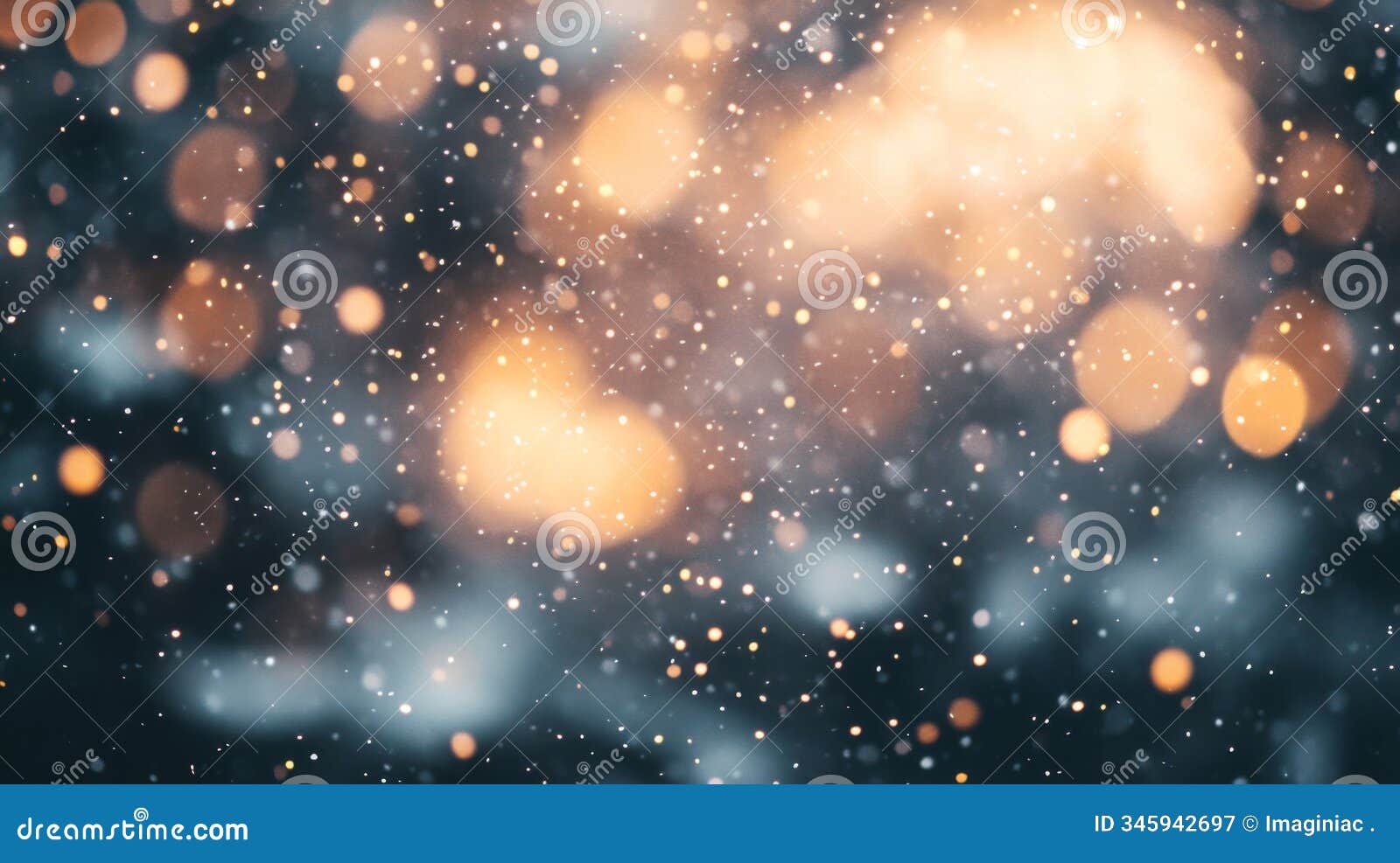 abstract winter lights background with falling snow