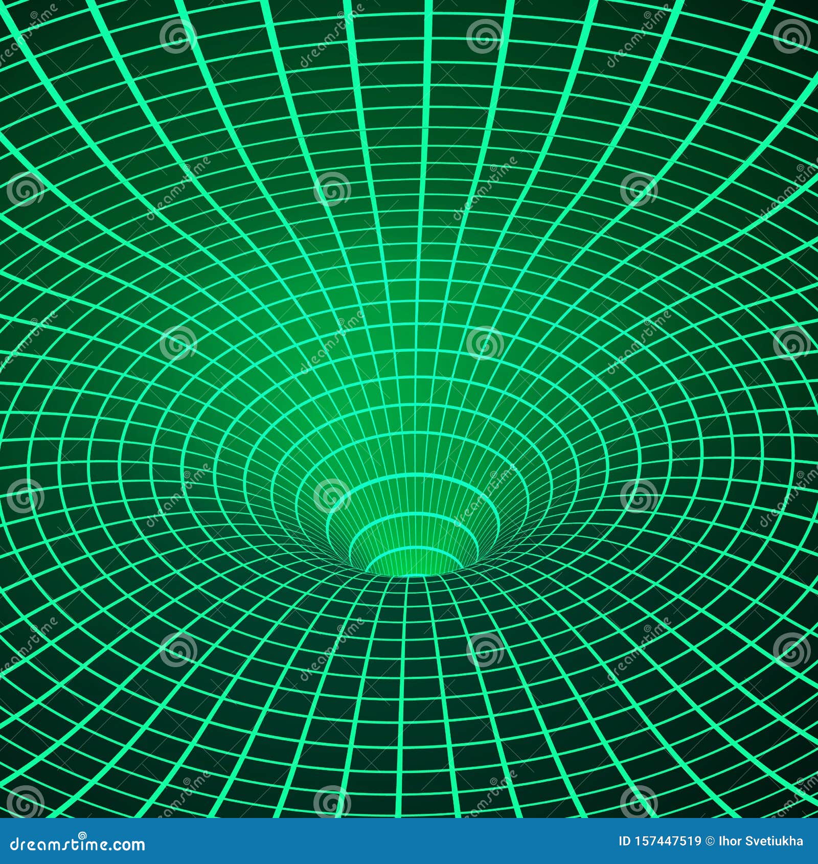 abstract wireframe of wormhole. space curvature - funnel.  