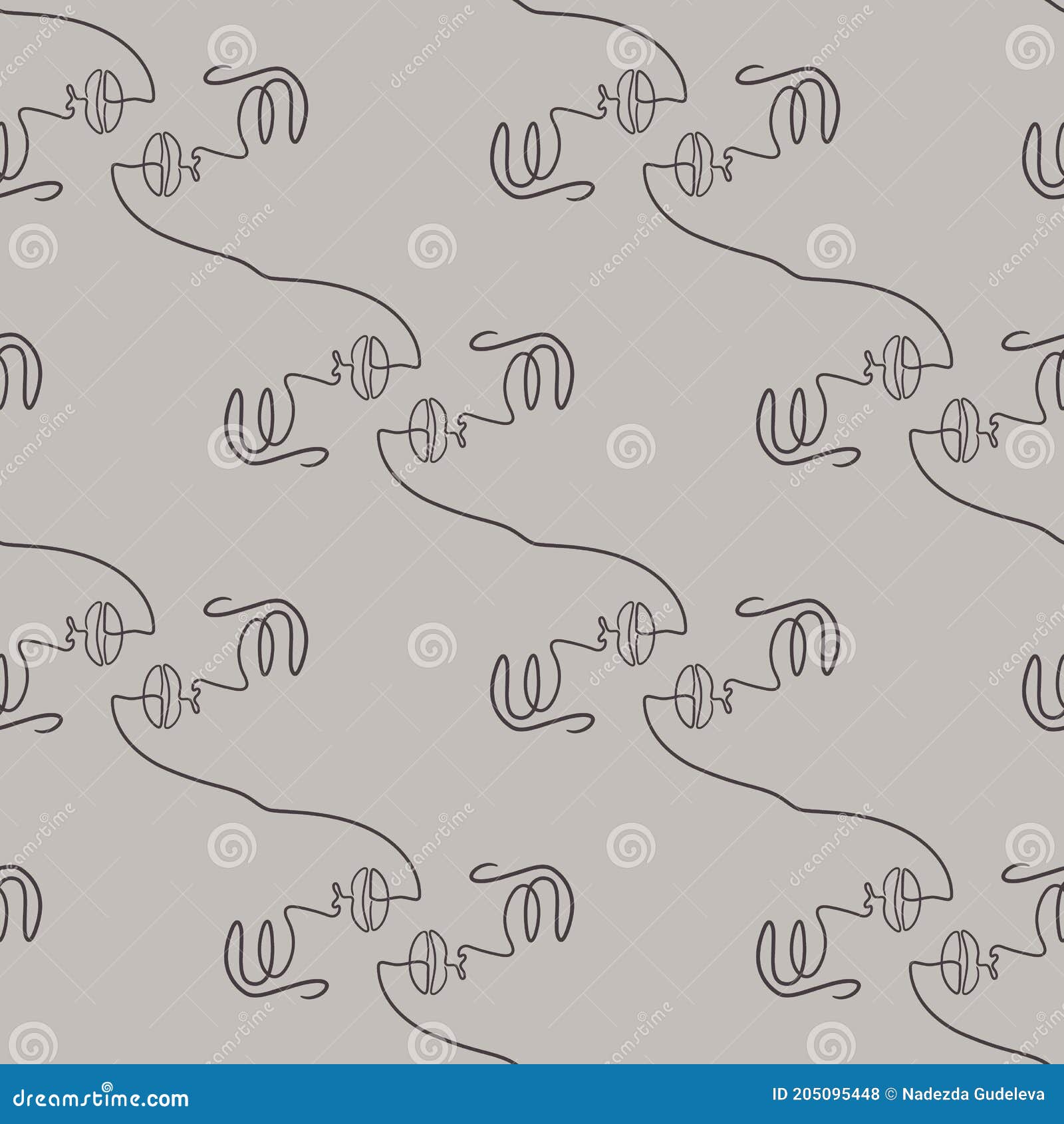 abstract woman and man one line faces seamless pattern in minimalist style. ethnic contour-drawing wrapping. hand-drawn endless