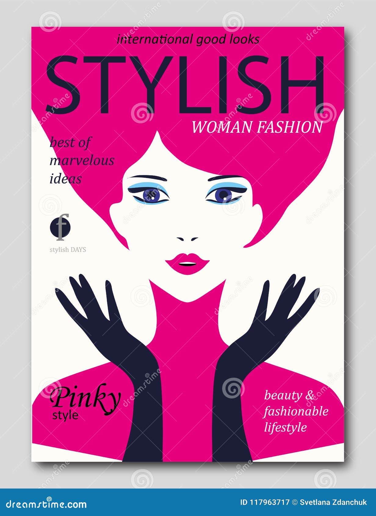 Abstract Woman with with Pink Hair and Dark Gloves in Pop Art Style. Fashion Magazine Cover Design Stock Vector - Illustration of lady, fashionable: 117963717 Abstract Woman with with Pink Hair and Dark Gloves in Pop Art Style. Fashion Magazine Cover Design Stock Vector - Illustration of lady, fashionable: 117963717