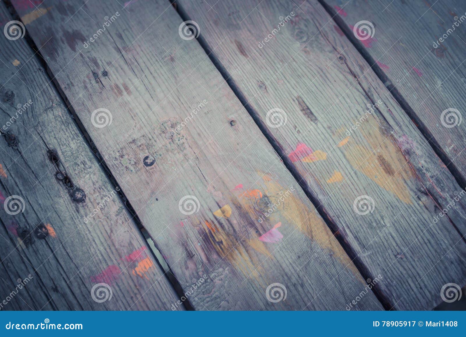 Abstract Wood Background with Streaks of Color Paint Stock Image