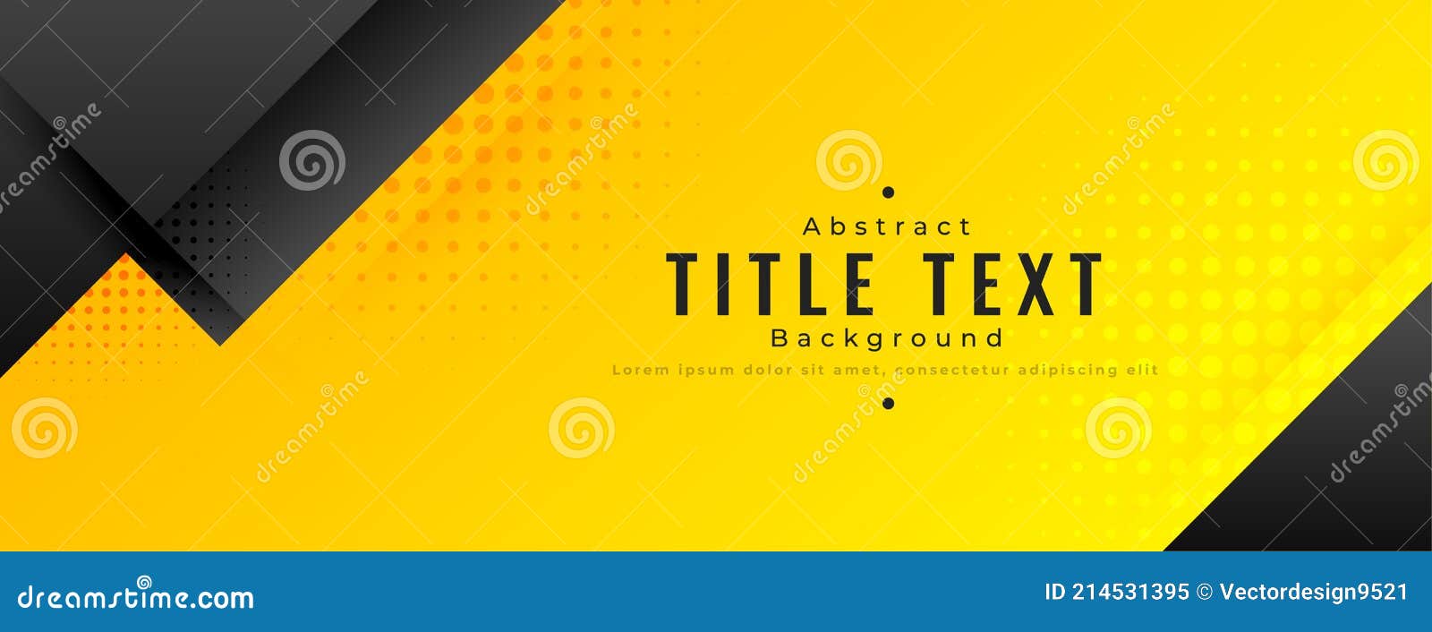 Abstract Yellow and Black Wide Banner Design Stock Vector